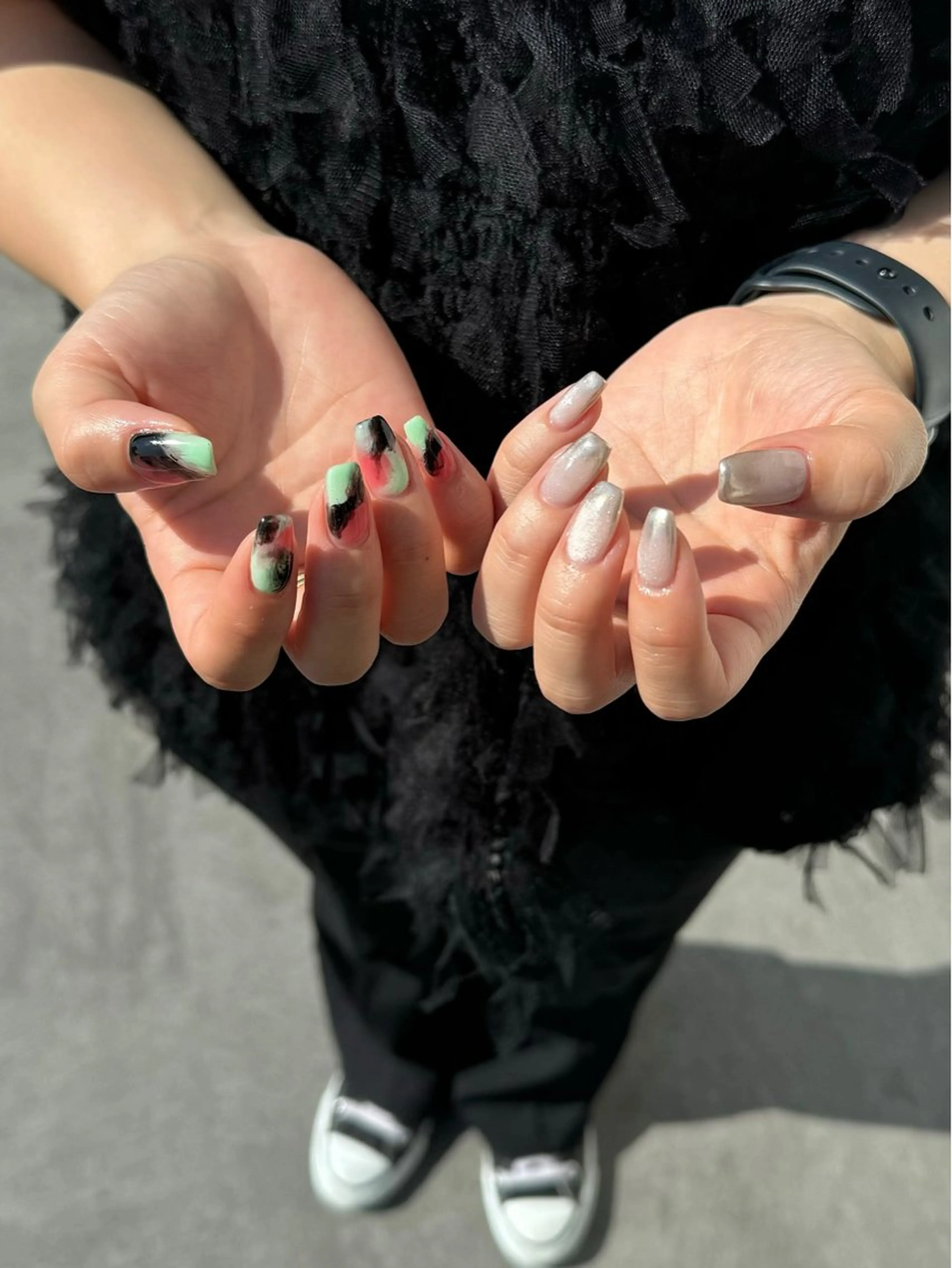 ネイル グラデーション ミラーネイル ニュアンスネイル yate' narumiのネイルデザイン