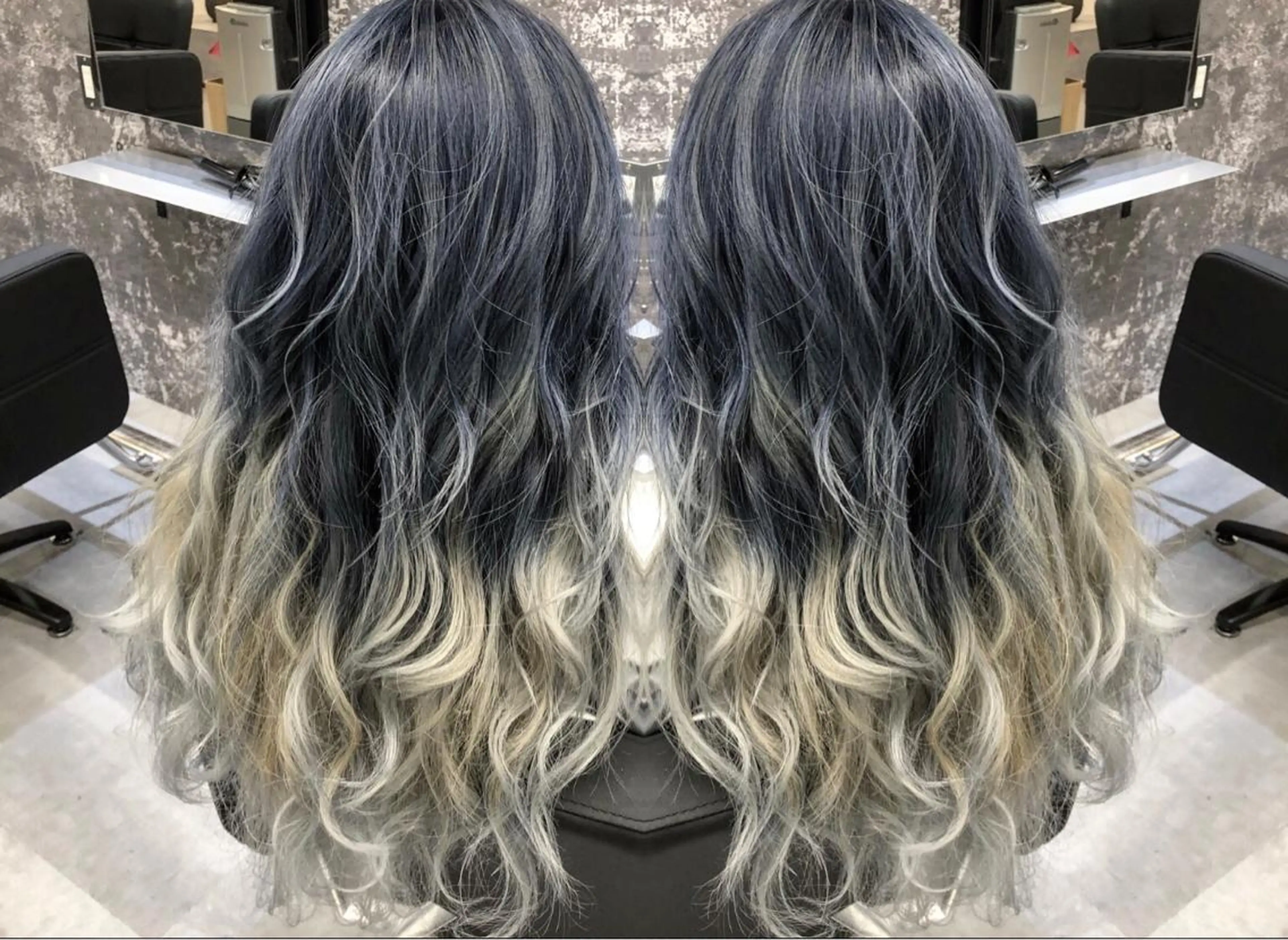 ロング カラー ヘアアレンジ バレイヤージュ デザインカラー ハイライトカラー ハイライト レイヤーカット アンドウ ユウ/ レイヤーカット/韓国のヘアスタイル