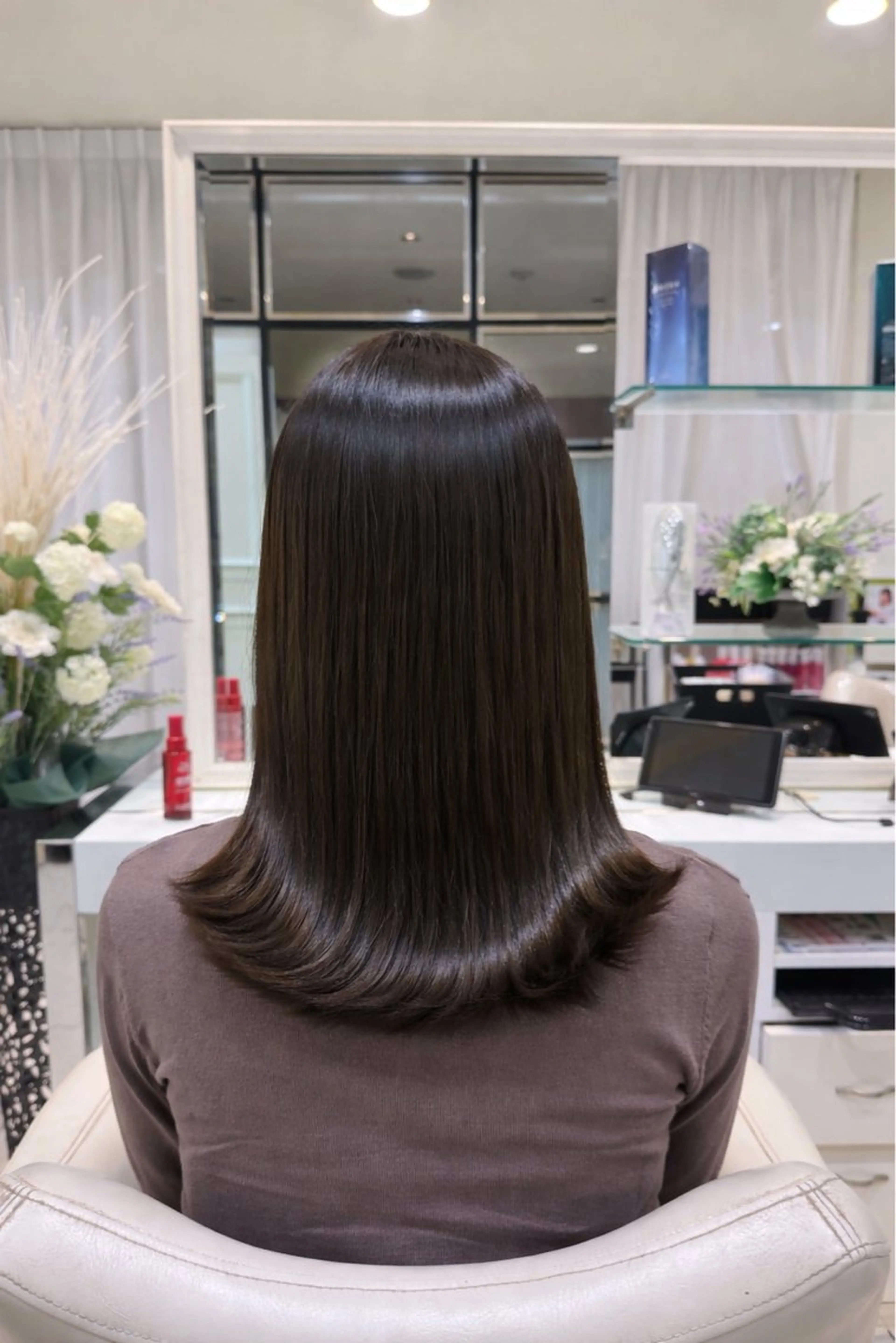 セミロング カラー ブラウンカラー オリーブブラウン 池袋/レディース特化 /艶カラー/さくらのヘアスタイル