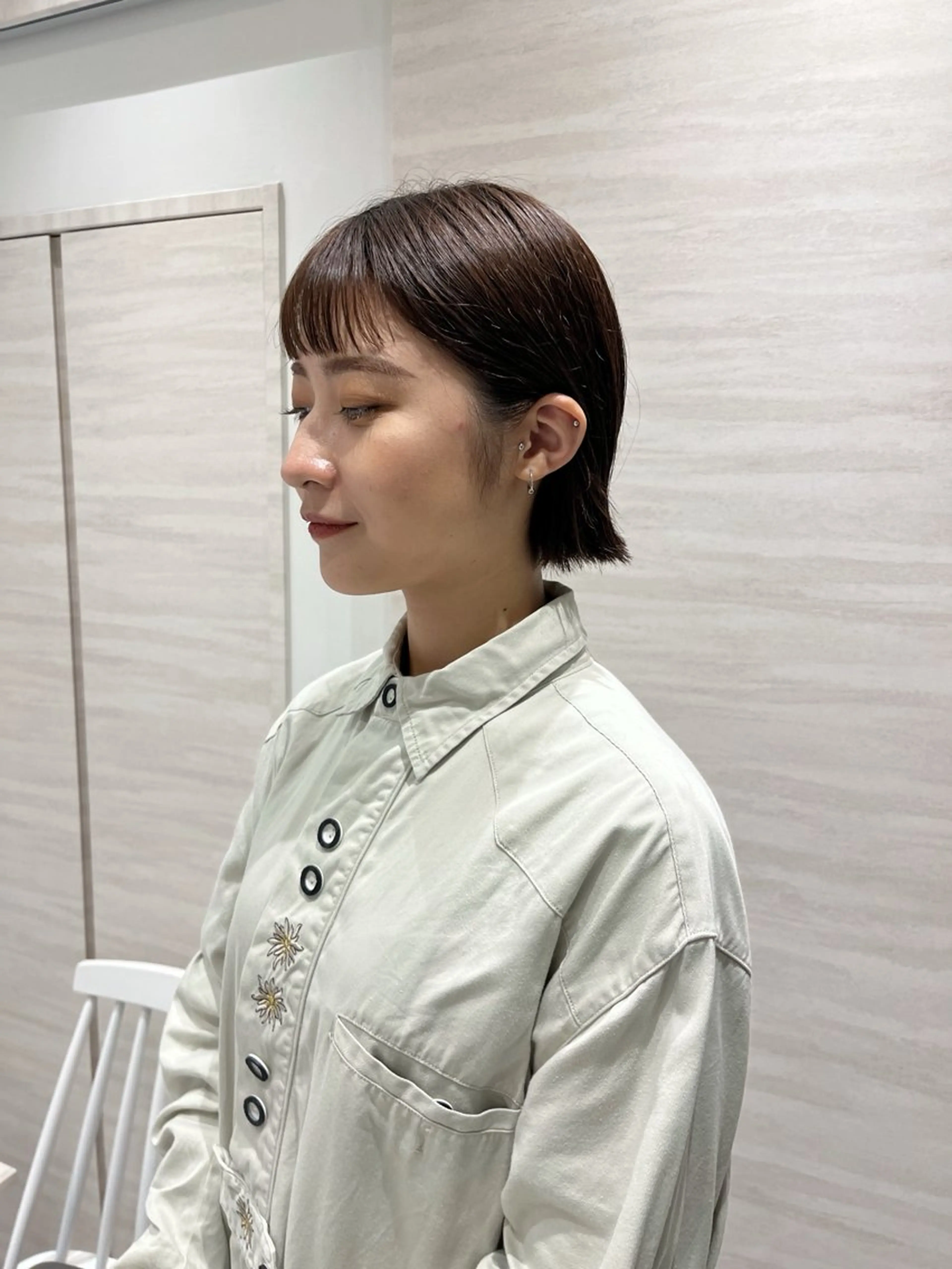 ショート 切りっぱなしボブ ボブ Chiho / 梅田 / ボブ/ パーマのヘアスタイル