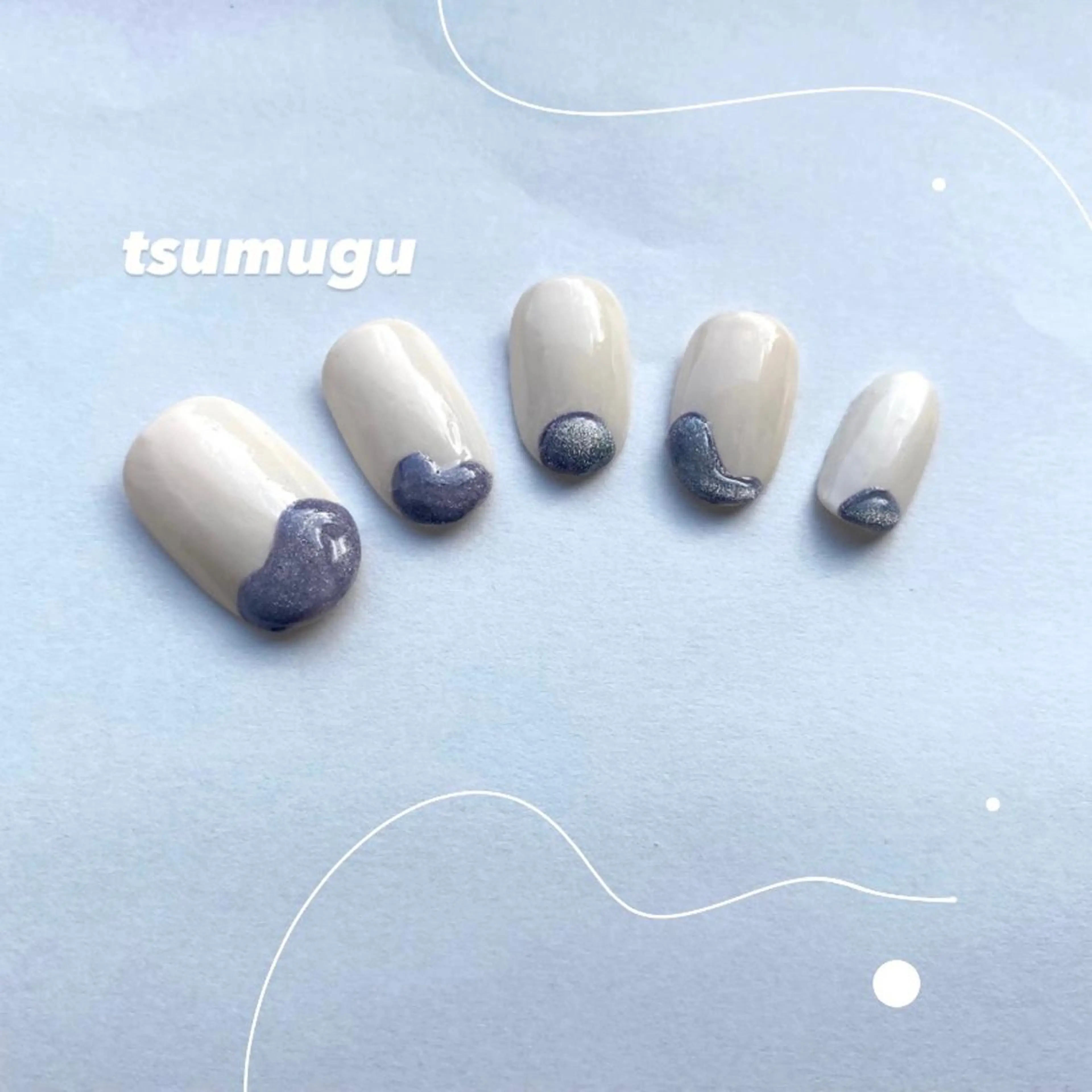 ネイル ミラーネイル ニュアンスネイル シンプルネイル 春ネイル 夏ネイル ハンドネイル つむぐ サロンのネイルデザイン