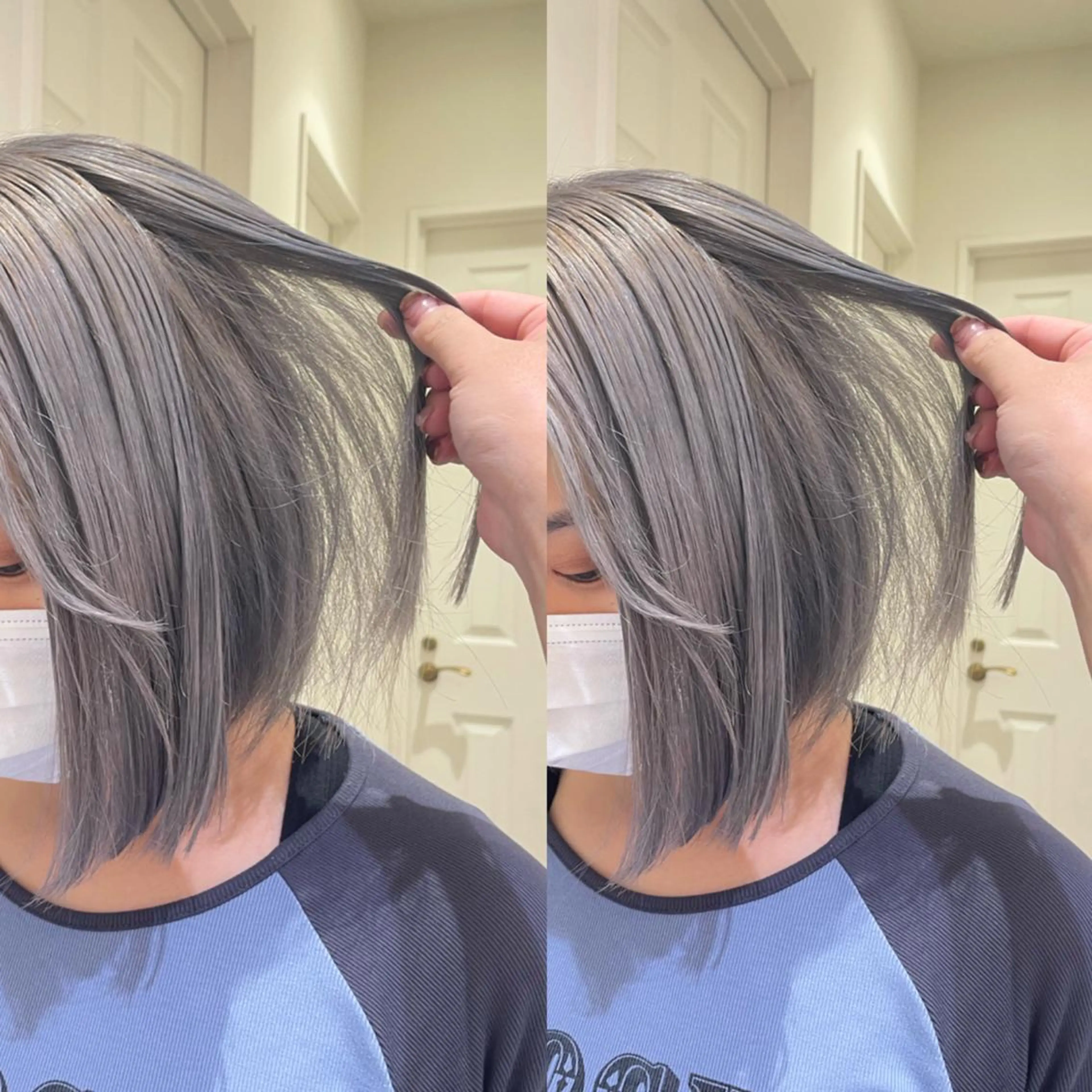 ミディアム カラー ブリーチ グレージュ パープルカラー パープルグレージュ エクステ/ハイトーン 🐏☁️miminaのヘアスタイル