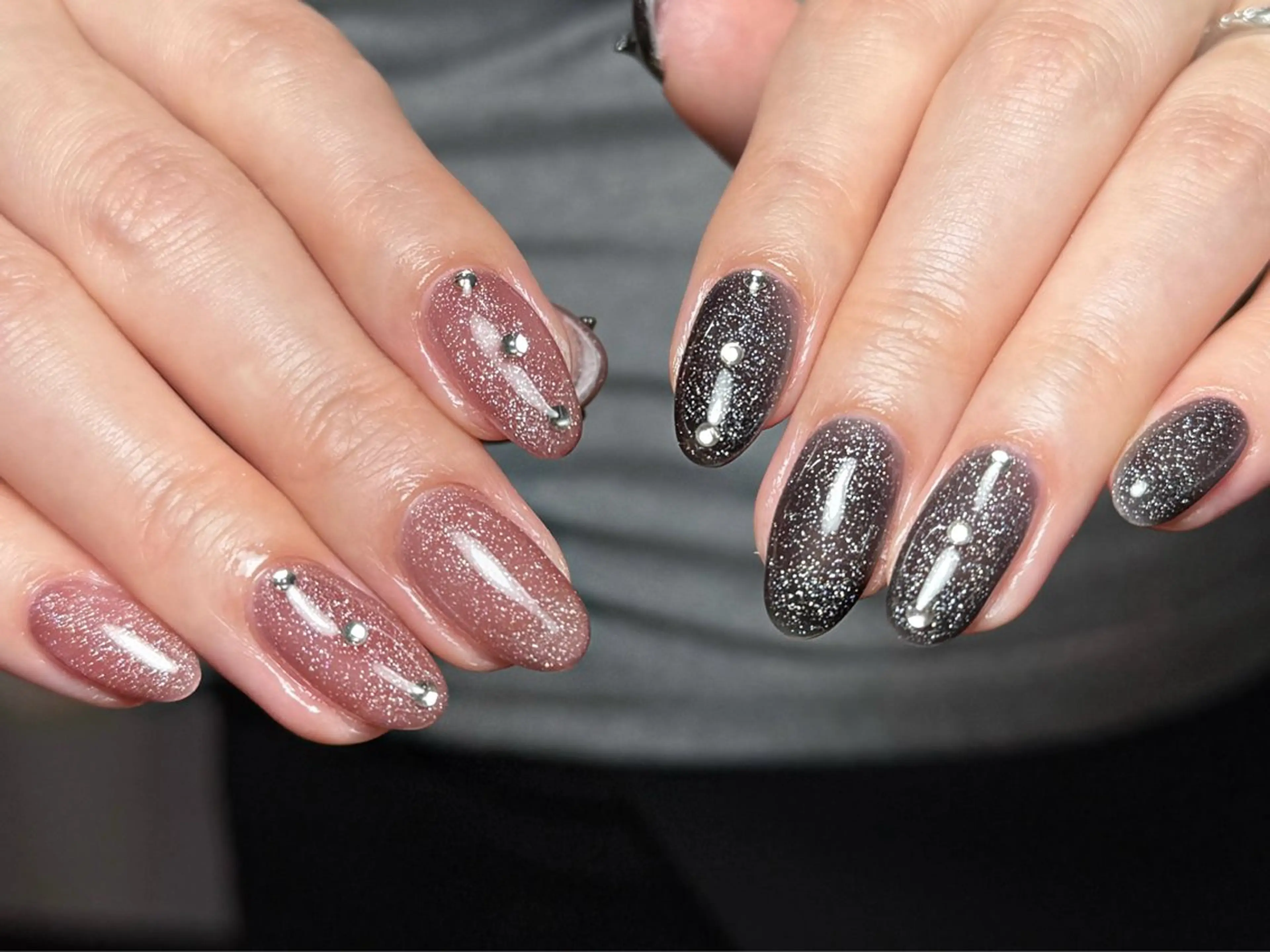 ネイル オーロラネイル 長さ出し フレンチネイル ジェルネイル ガラスフレンチ ハンドネイル Rela・S NAILのネイルデザイン