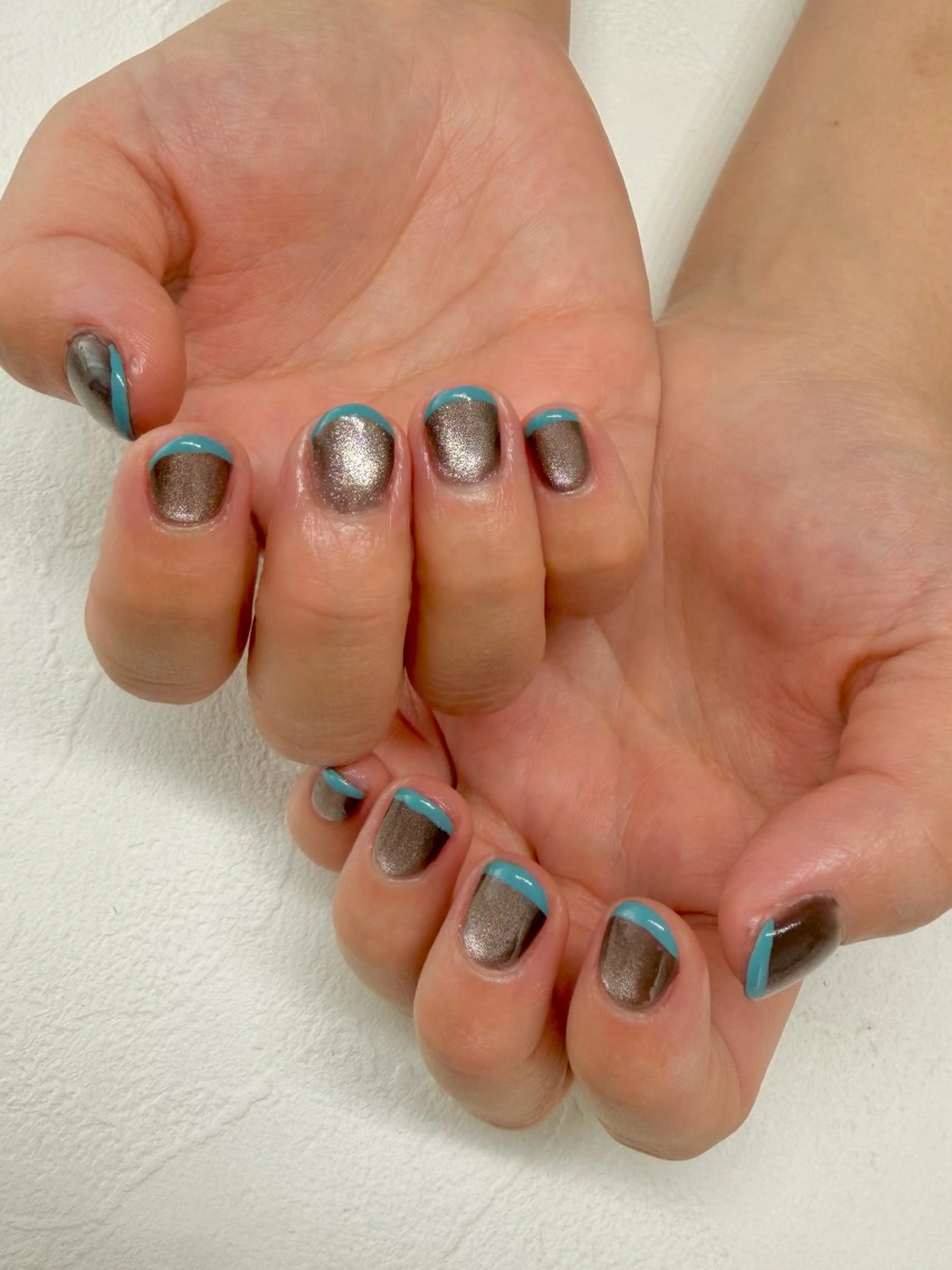 ネイル ブルー フレンチネイル マグネットネイル ハンドネイル nail salon Linoのネイルデザイン