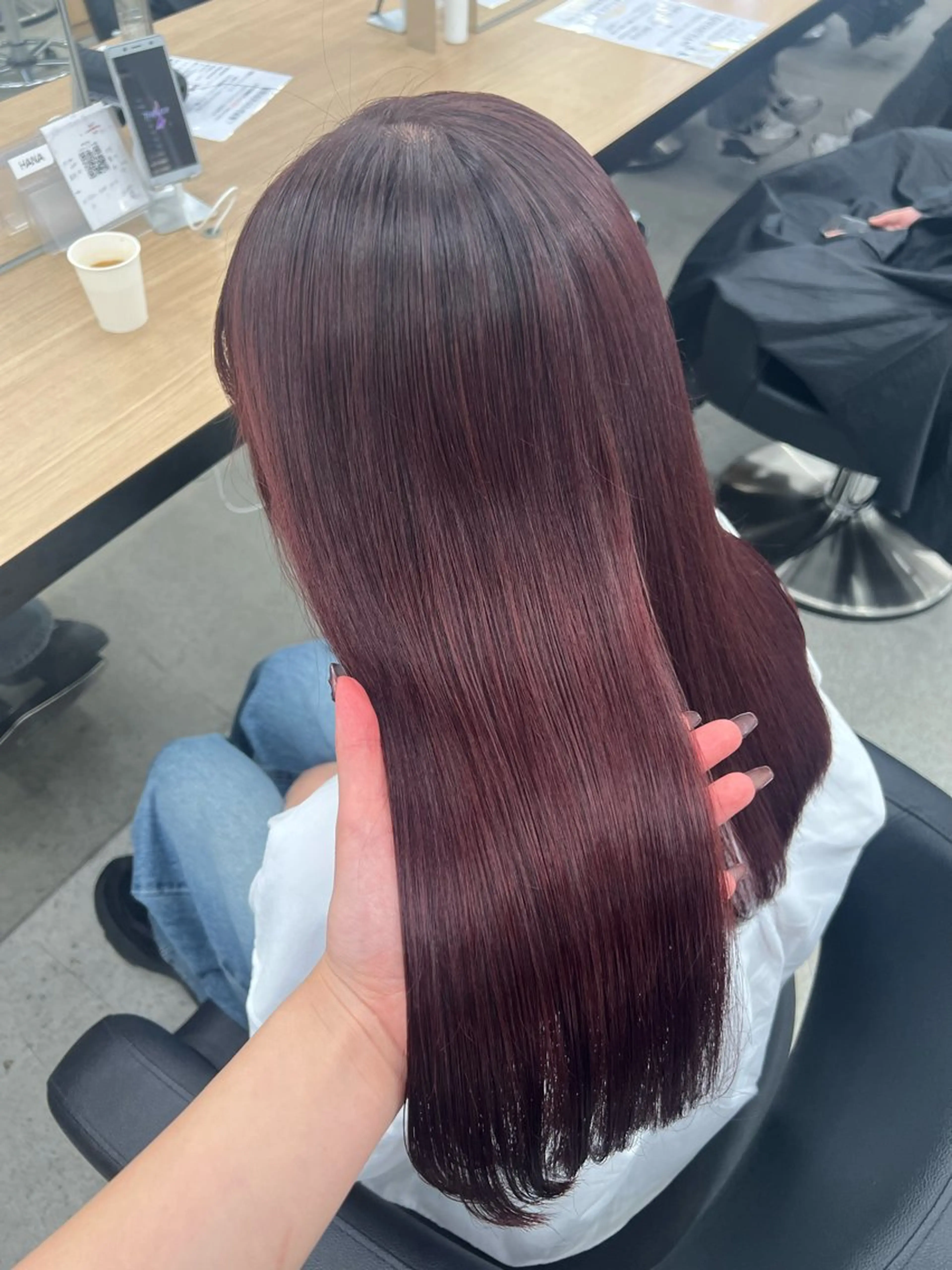 ロング 髪質改善 トリートメント ヘアカラー 💗愛され暖色💗 ピンク/レッド💗のヘアスタイル