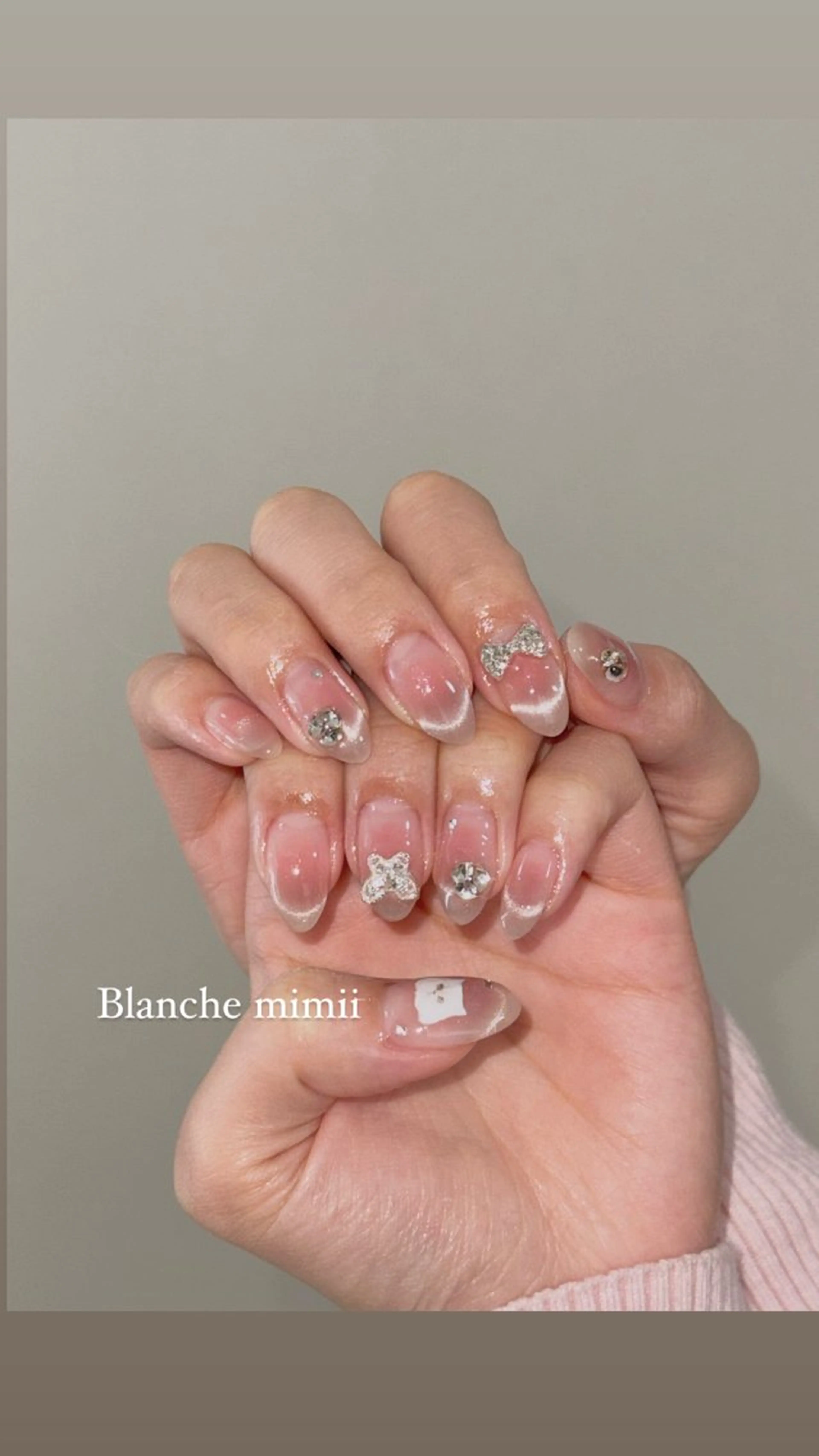 ネイル チークネイル フレンチネイル ガーリー 韓国ネイル マグネットネイル ハンドネイル Blanche　mimii所属・Blanche Ayaのネイルデザイン