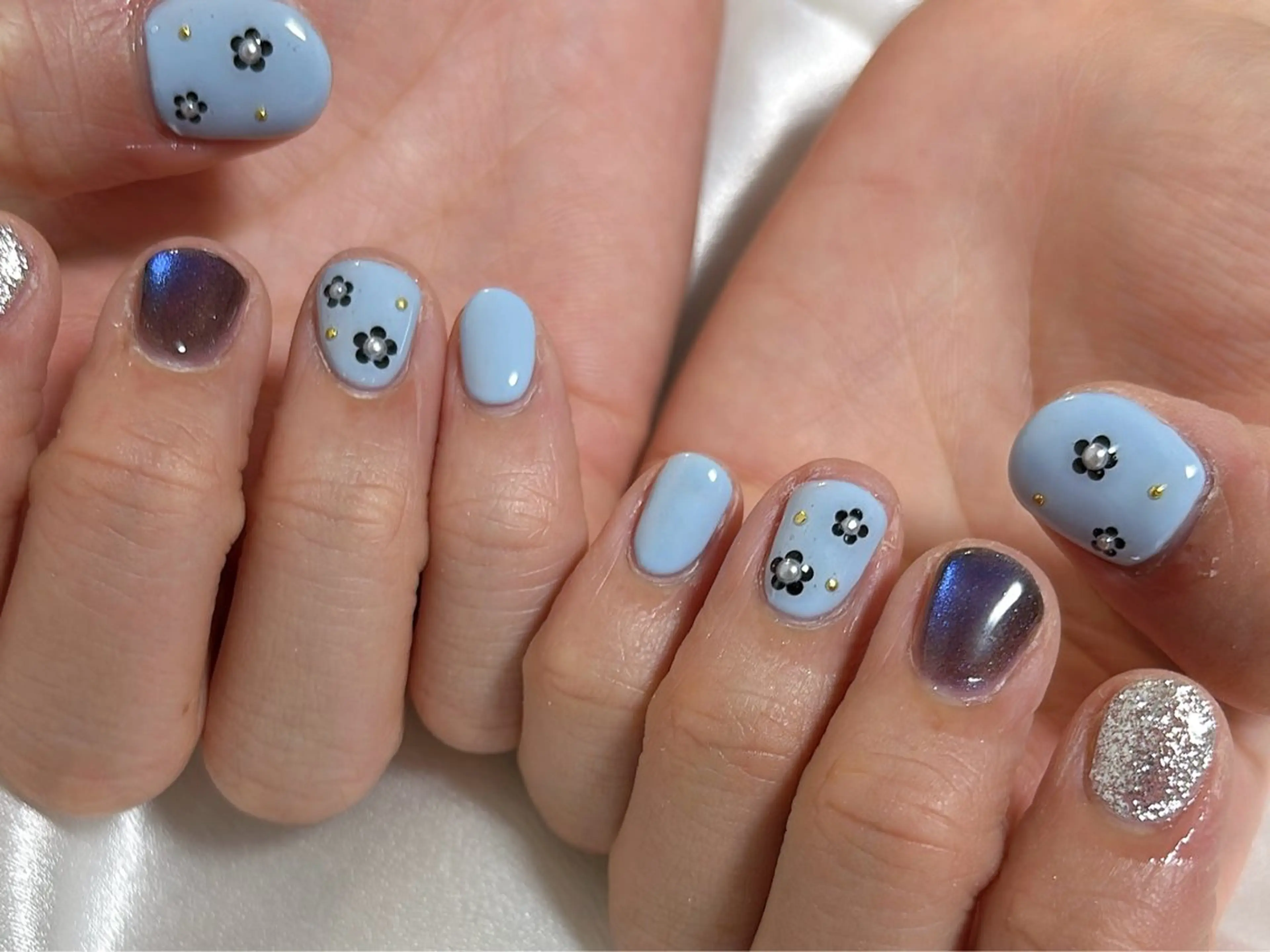 ネイル オーロラネイル 桜ネイル フラワーネイル フットネイル フレンチネイル ハンドネイル kikinail 溝の口のネイルデザイン