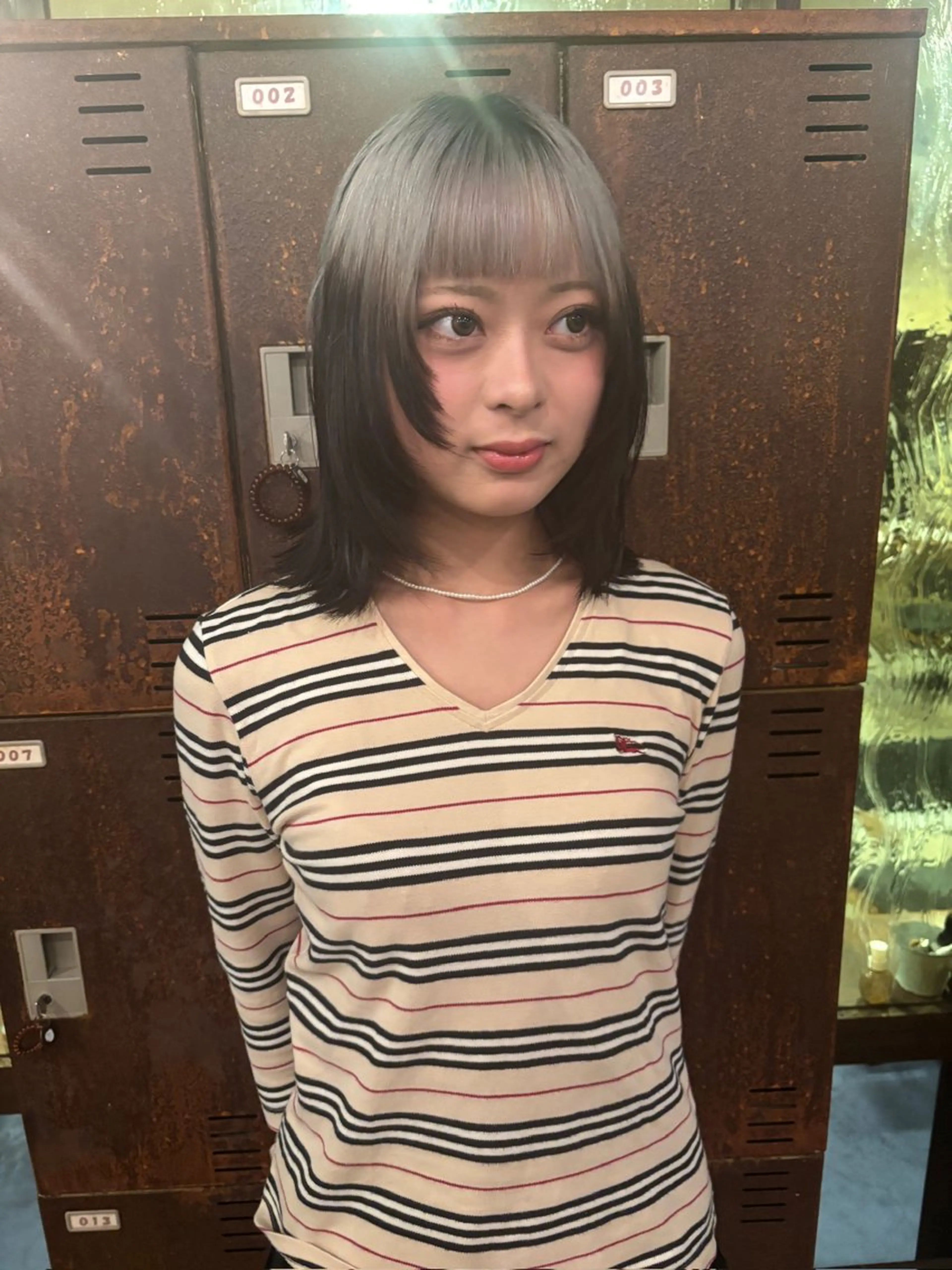 ミディアム 顔まわりレイヤー 顔周りカット レイヤーカット ボブ/レイヤー/ 梅田/天野川奈緒のヘアスタイル