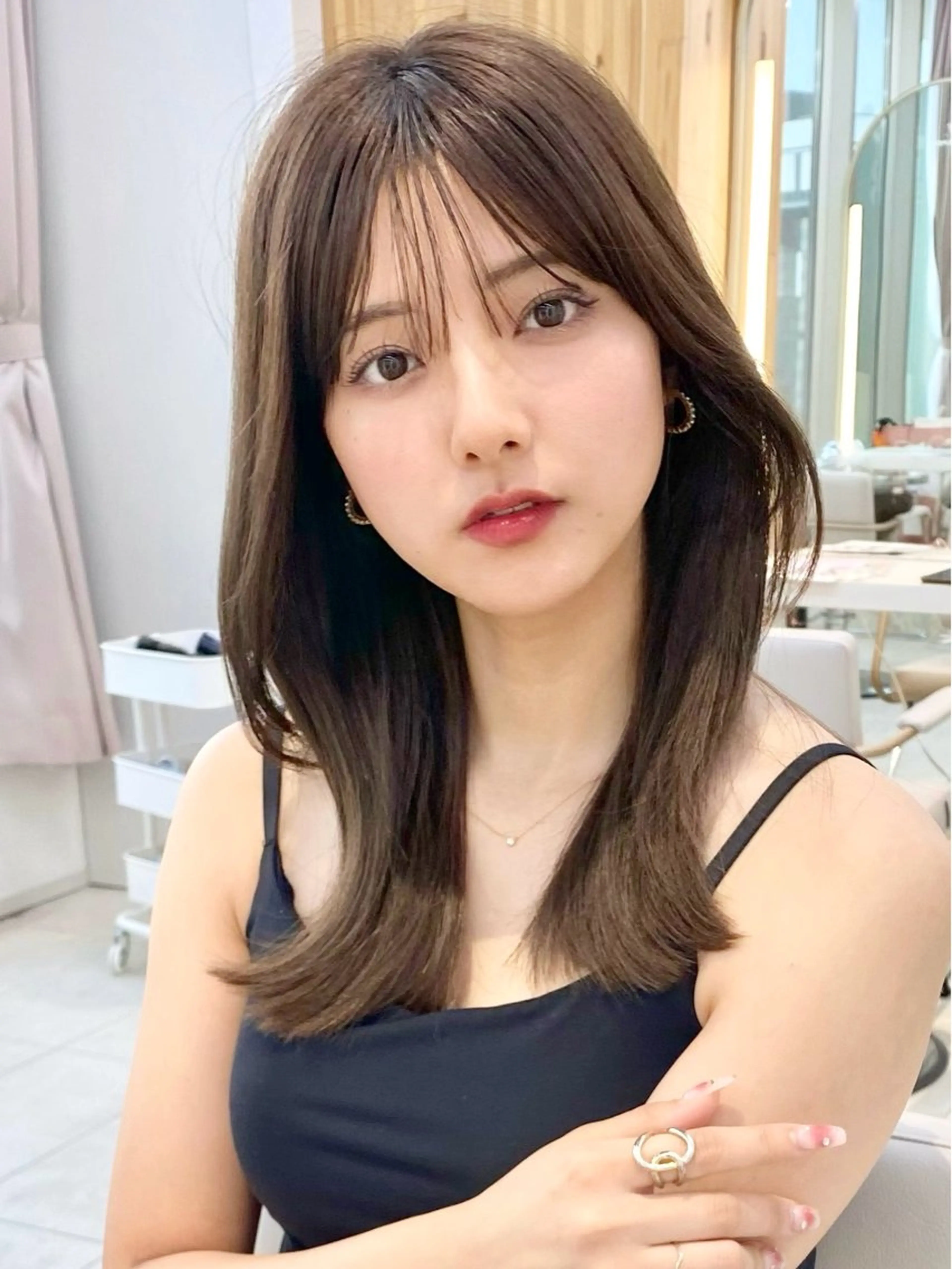 セミロング カット ヘアカラー トリートメント 韓国くびれレイヤー 🇰🇷はづきのヘアスタイル