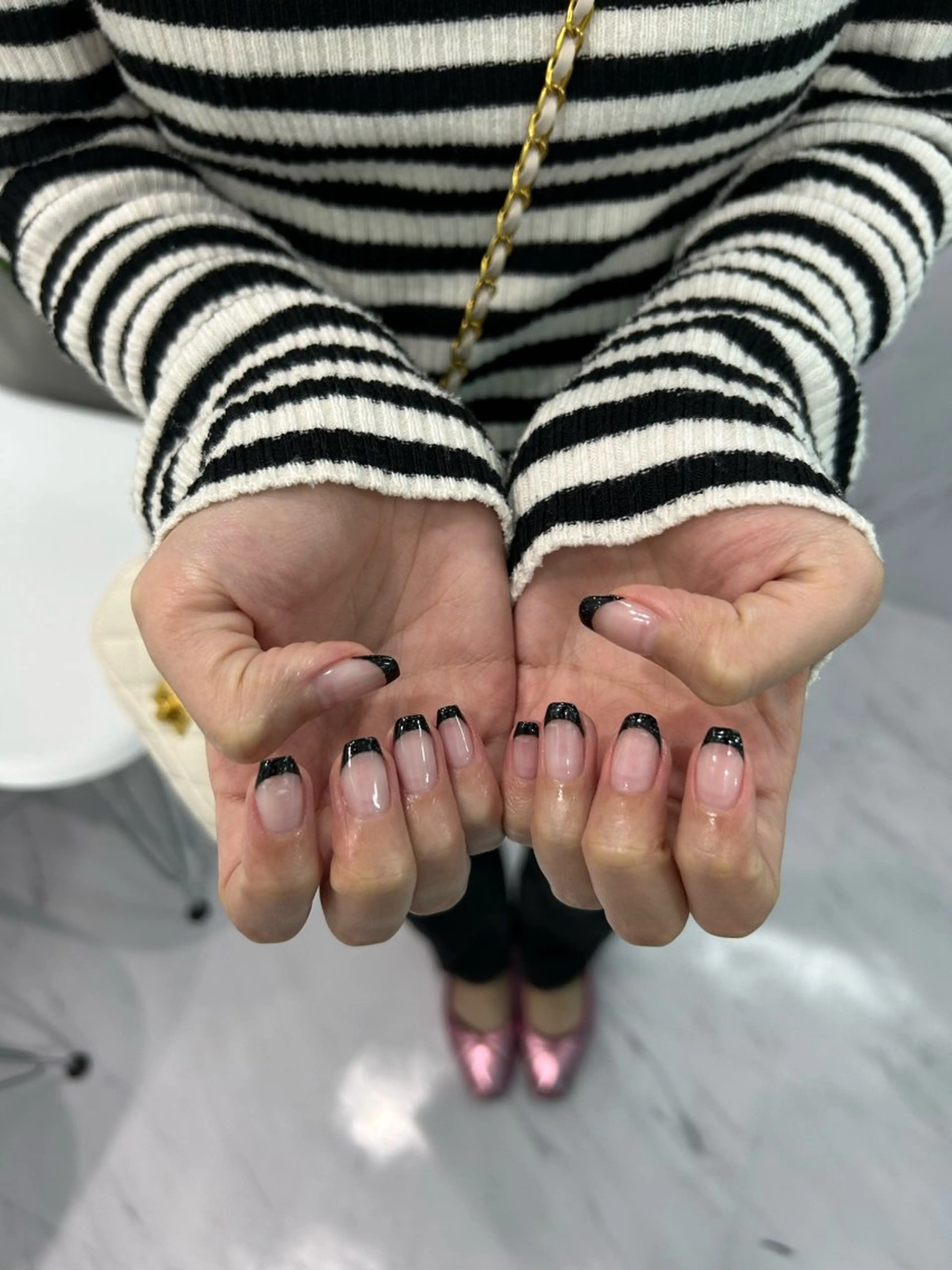 ネイル フレンチネイル ラメ(グリッター) 加藤 楓子のネイルデザイン