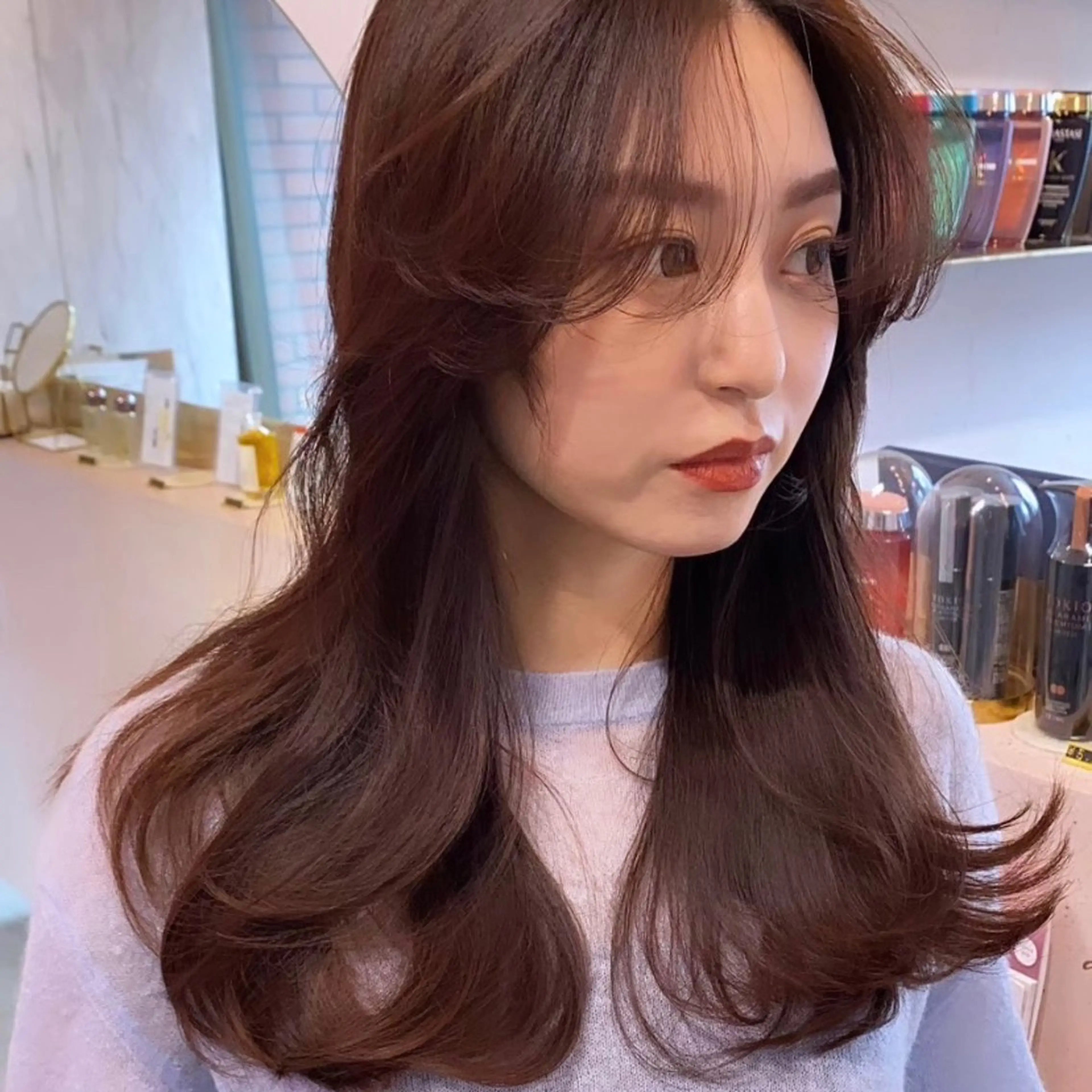セミロング カラー ブラウンカラー ピンクカラー ピンクブラウン 髪質改善 sajou【上野】所属・🩶艶髪ヘア/ 。。のヘアスタイル