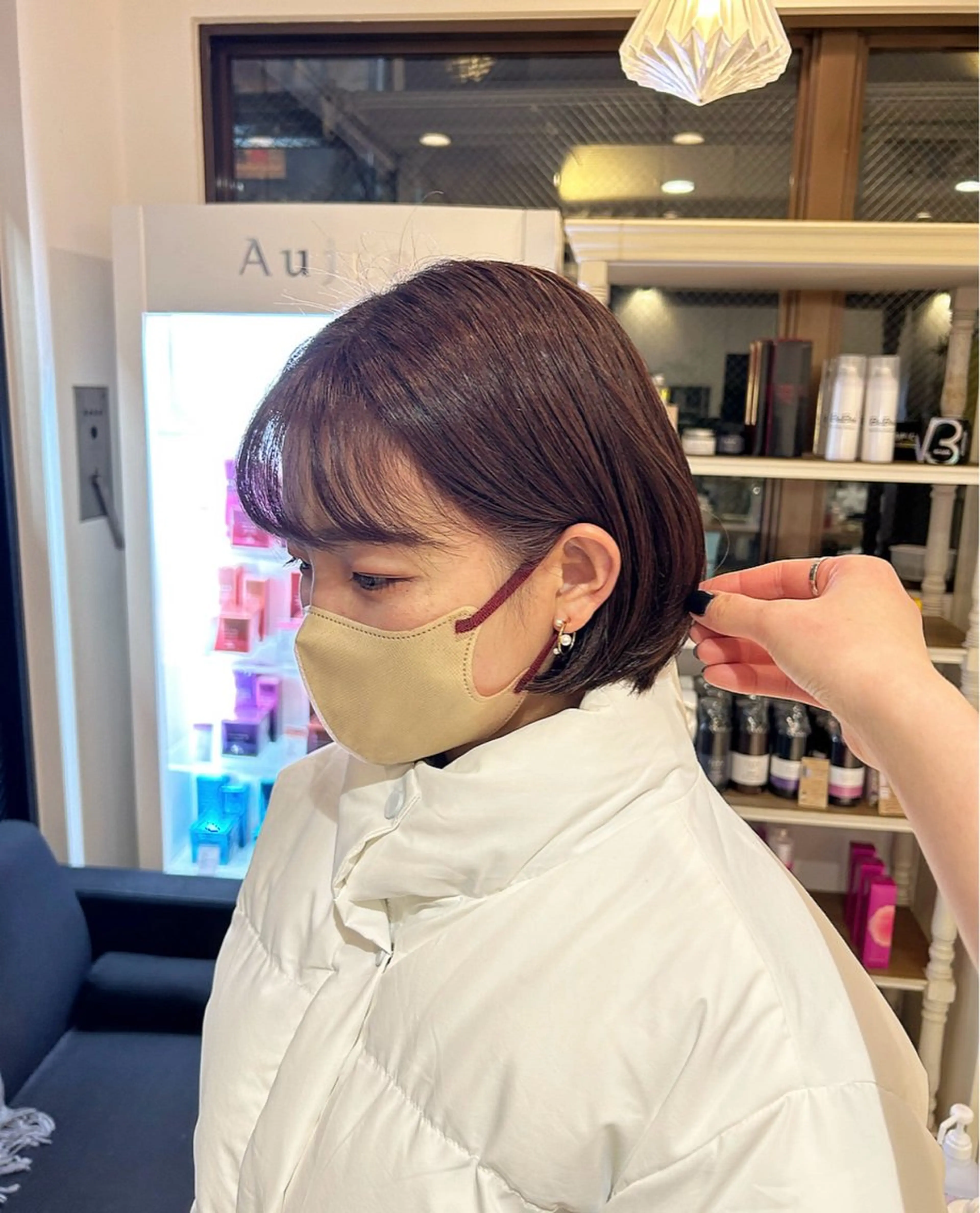 ショート カラー ブラウンカラー ピンクカラー ピンクブラウン 🫧顔周りカット 🫧樫村優香のヘアスタイル