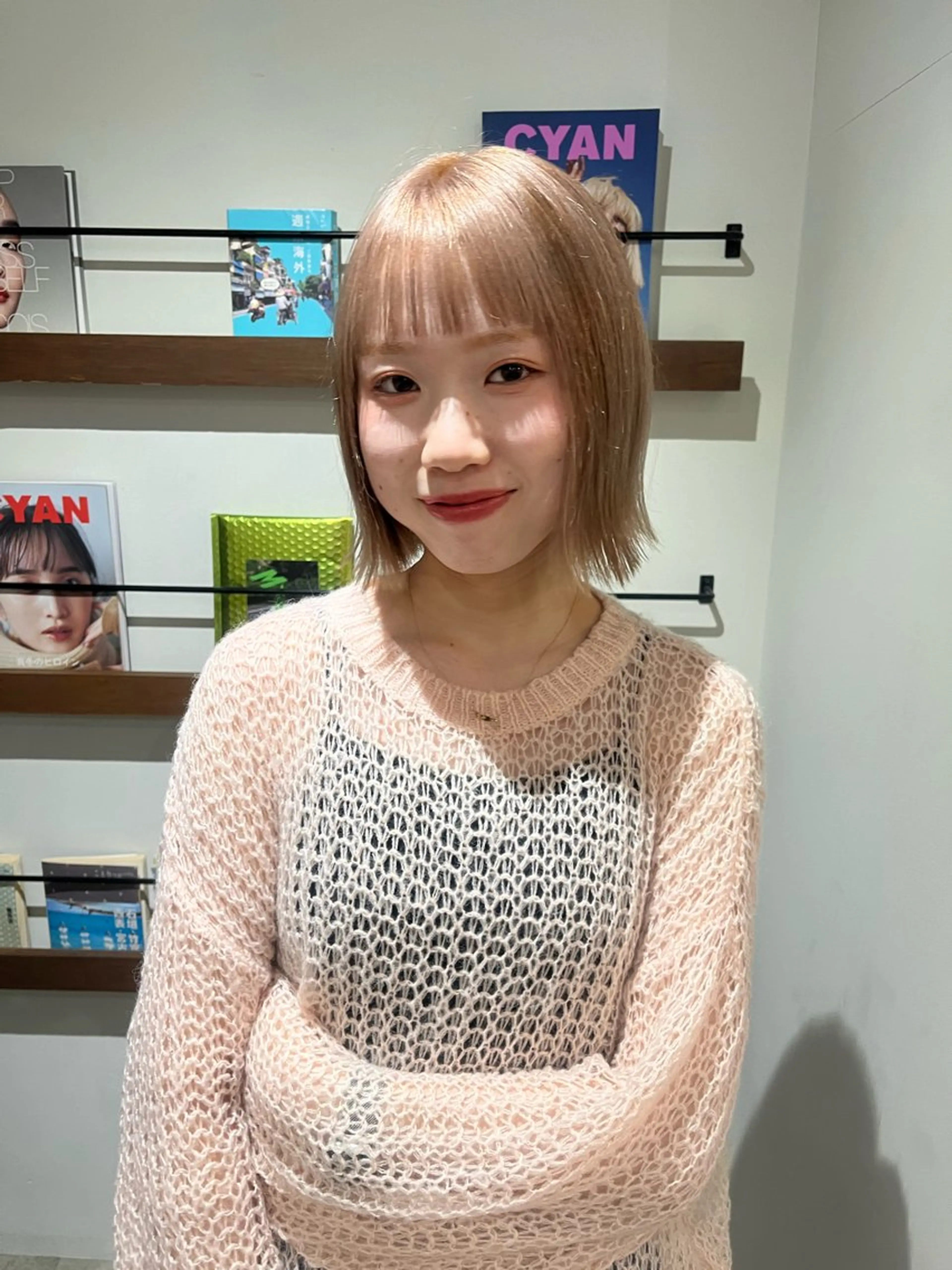 ミディアム saki‪🌱‬♡ /ボブ/透明感カラーのヘアスタイル