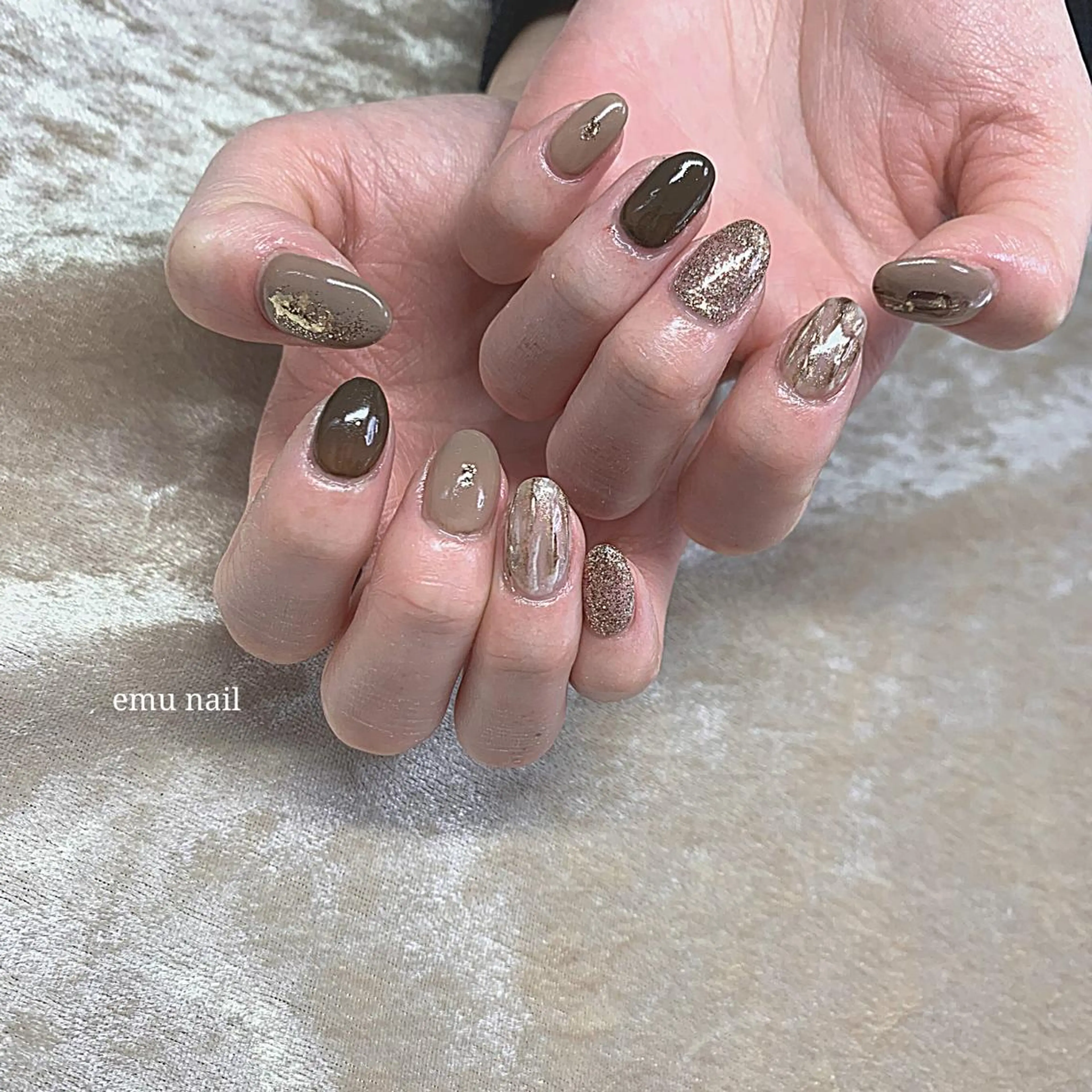 ネイル ブラウン emu nailのネイルデザイン
