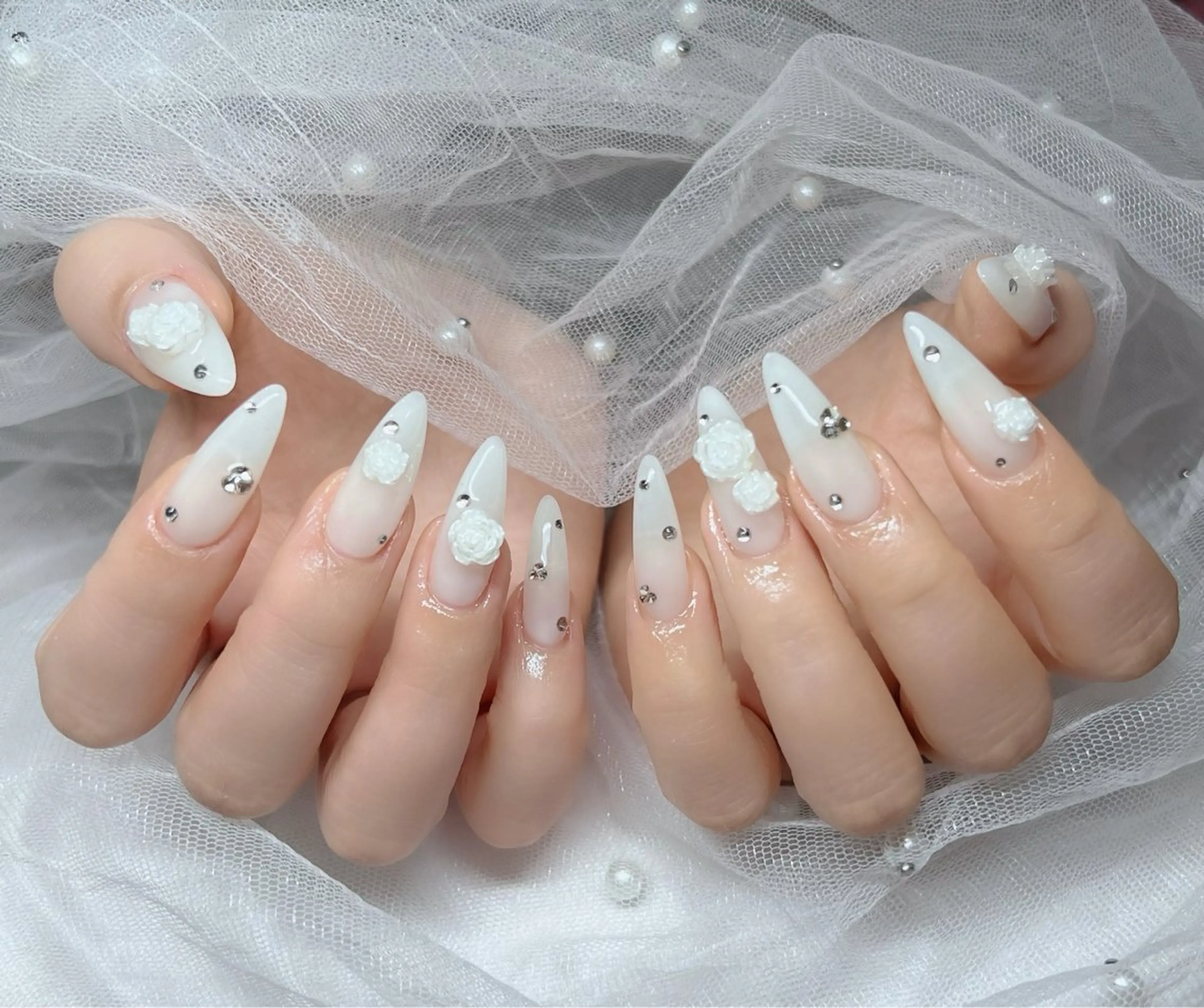 ネイル ハンドネイル 🎀PG🩵 ネイルサロンのネイルデザイン