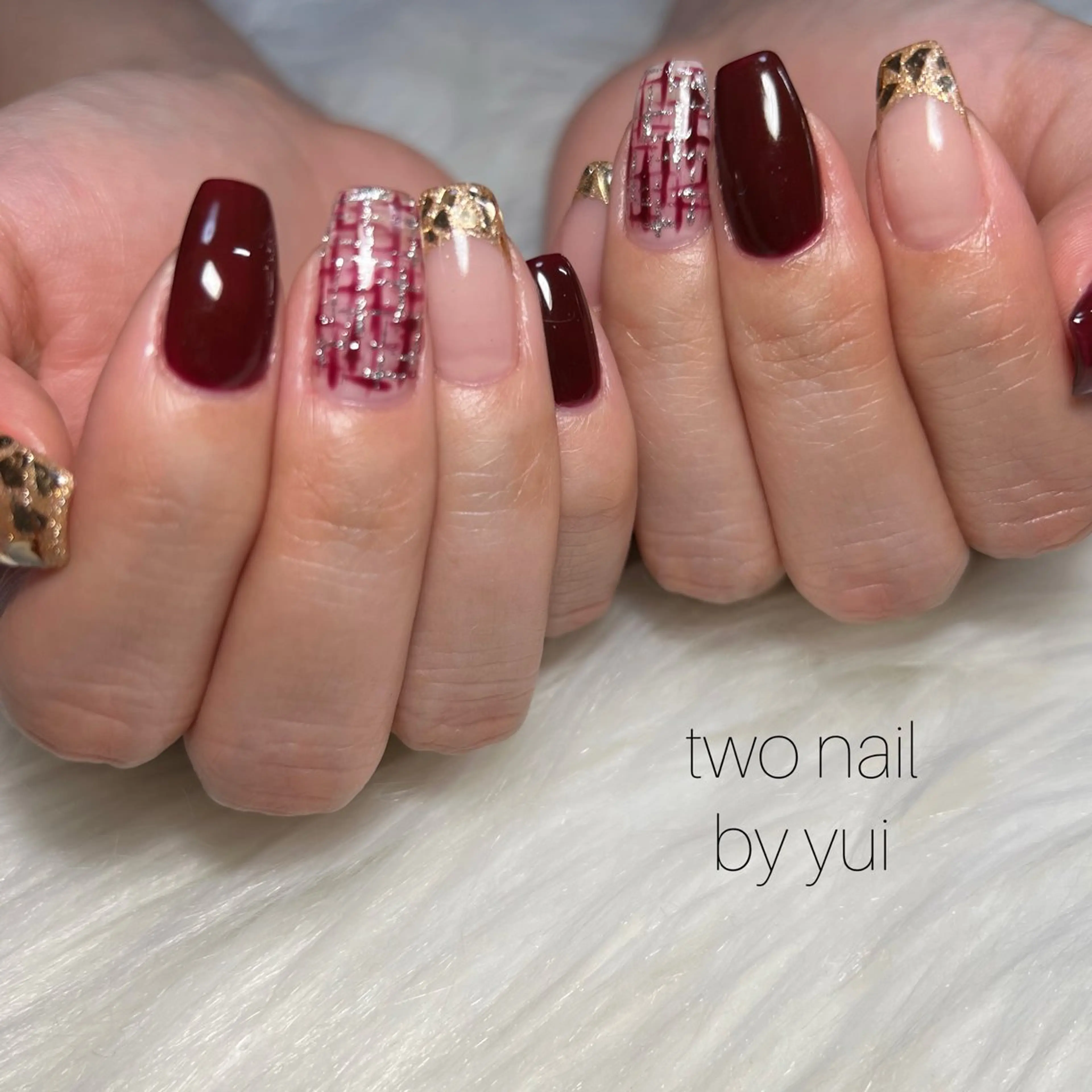 ネイル アートネイル ネイルチップ ホワイト ハンドネイル two nailのネイルデザイン
