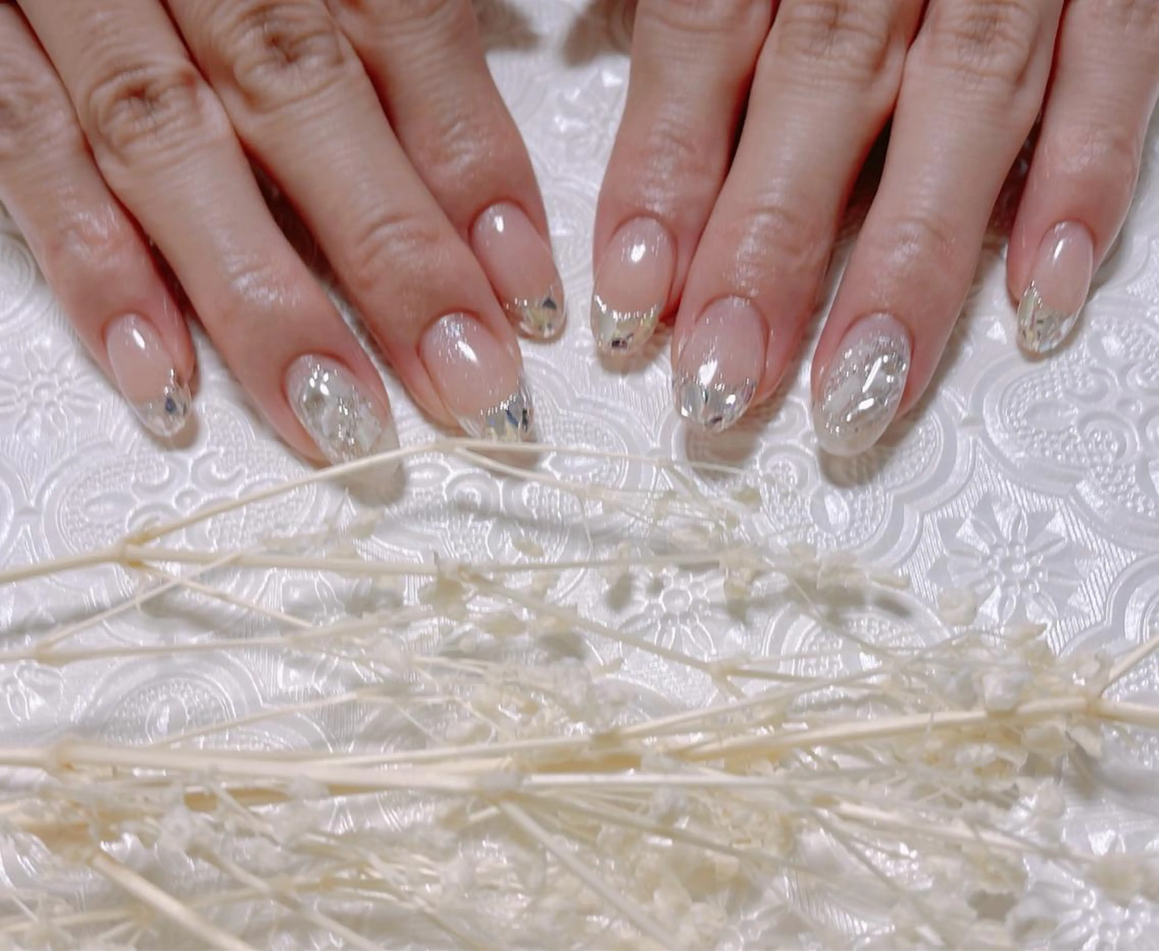 ネイル フレンチネイル ガラスフレンチ ハンドネイル SYU NAILのネイルデザイン