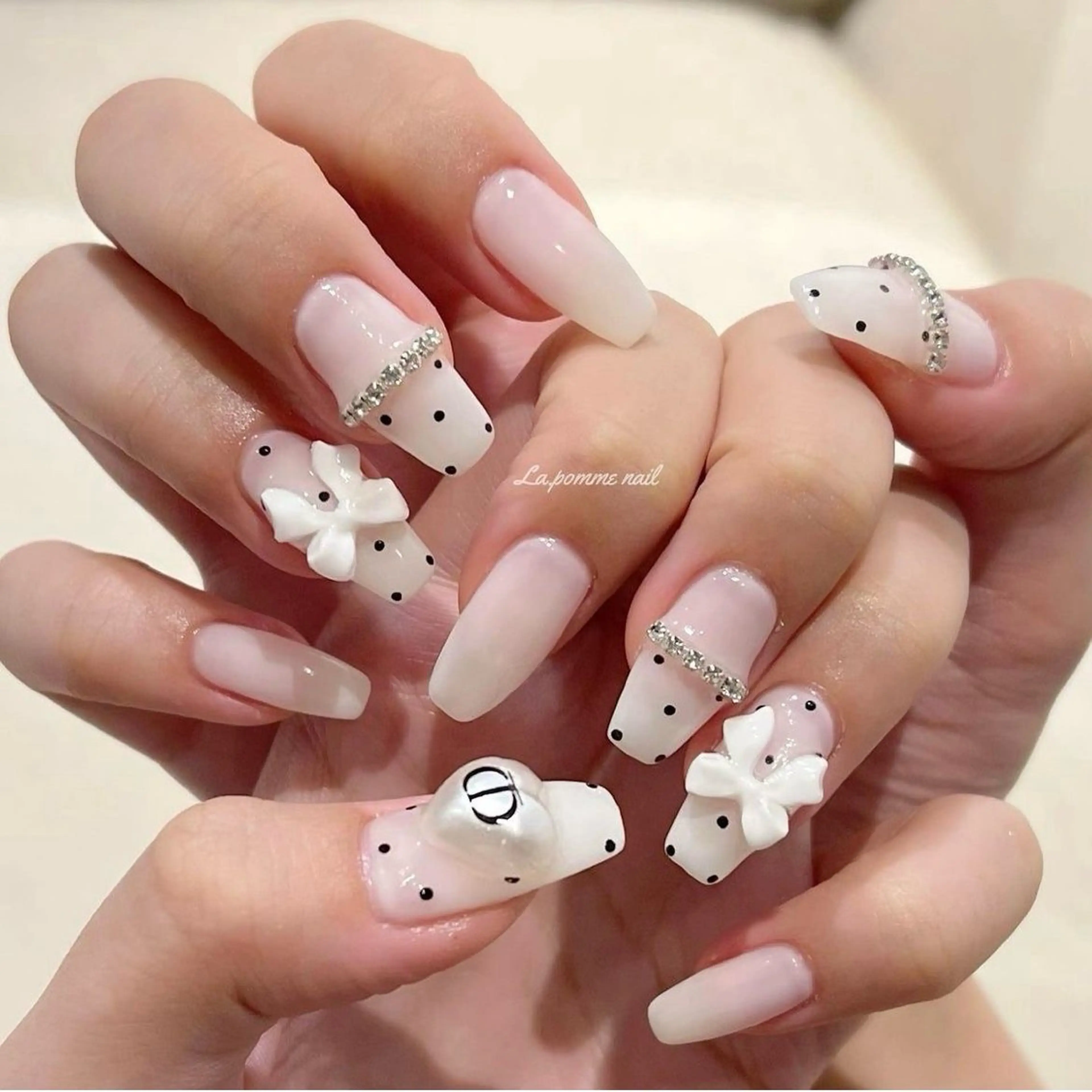 ネイル 長さ出し マグネットネイル ピンク ネイルチップ 冬ネイル Lee Nailsのネイルデザイン