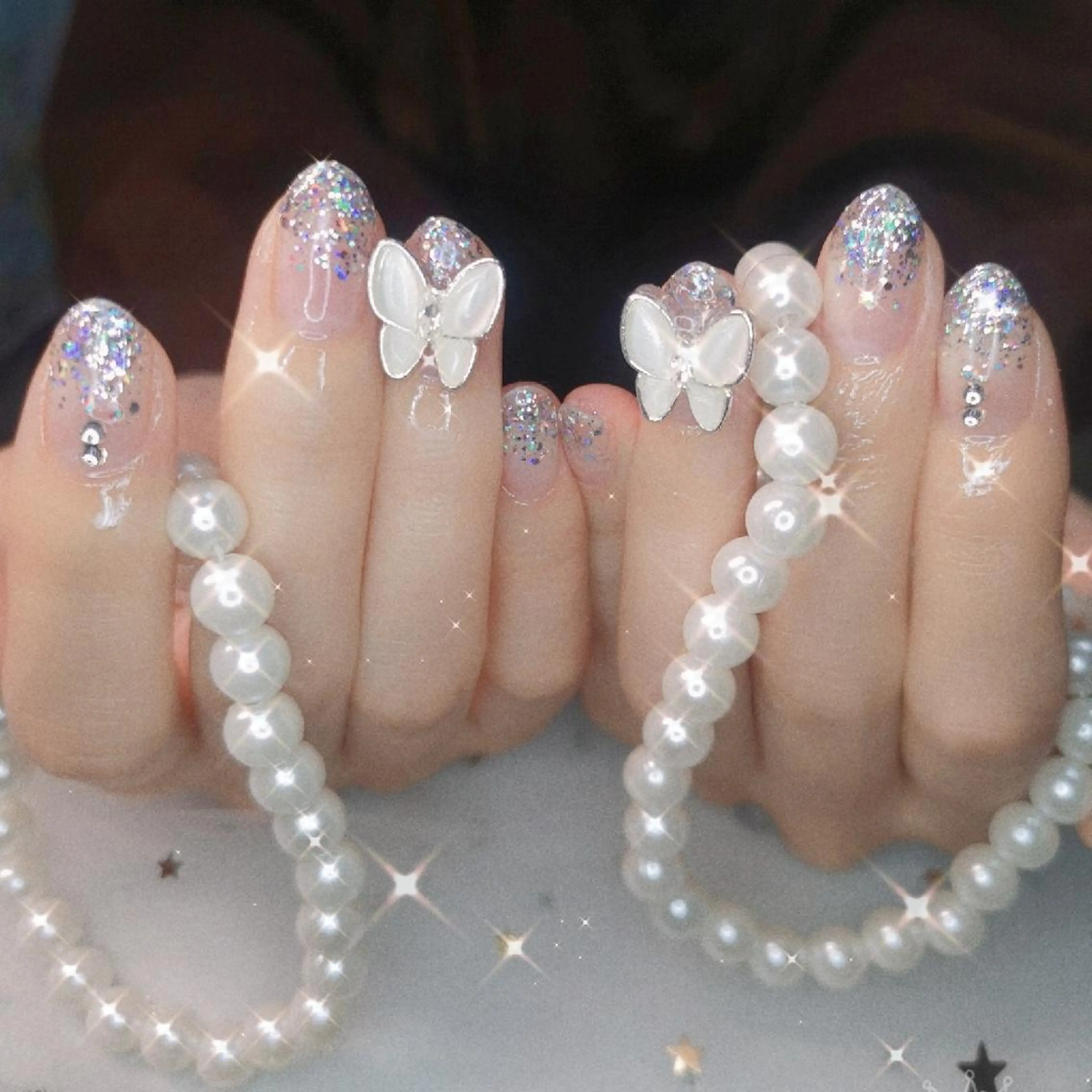 ミディアム ネイル ネイリストゆか💅 長さだし、深爪矯正のネイルデザイン