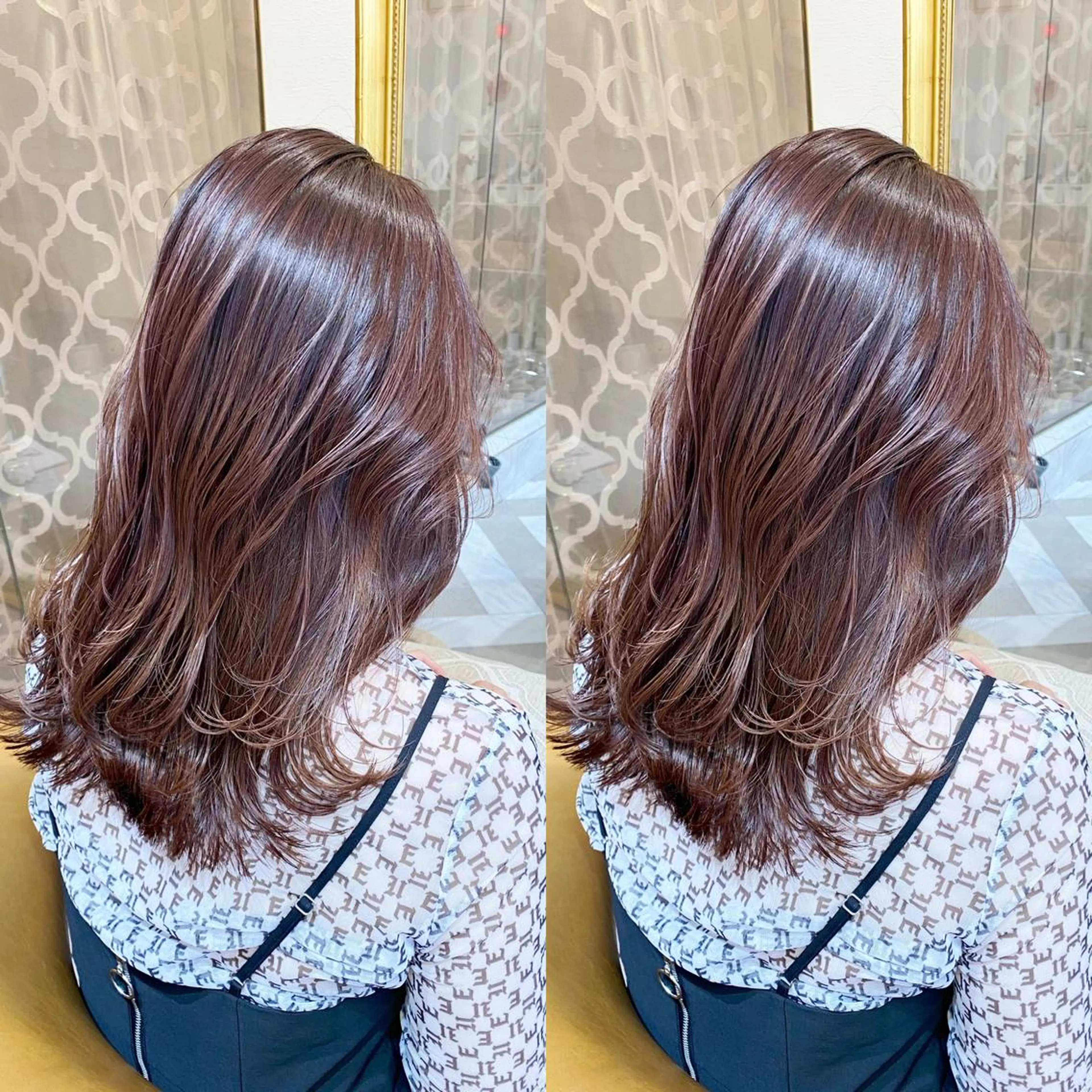 ミディアム カラー カット ヘアカラー トリートメント レイヤーカット /透明感カラー西田のヘアスタイル