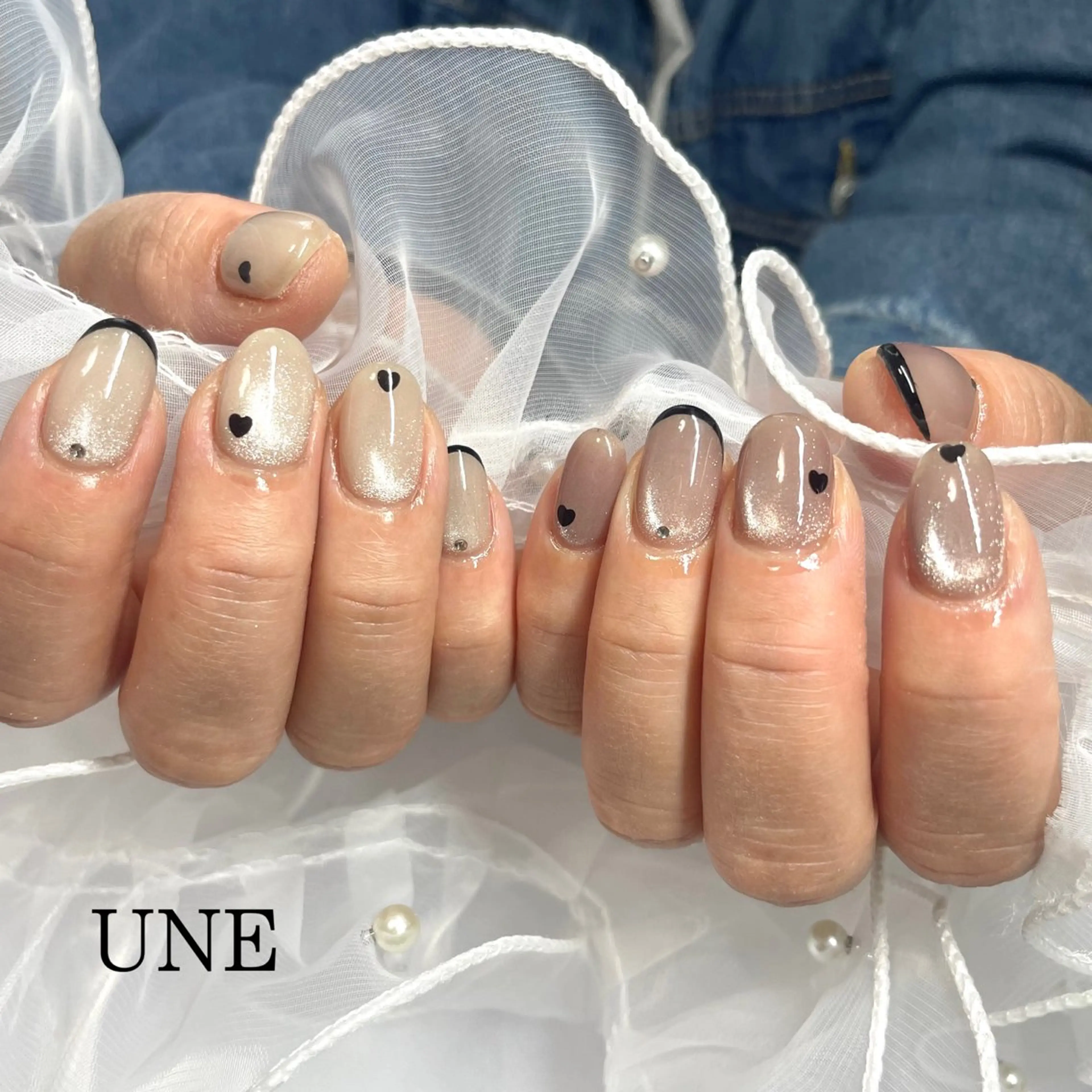 ネイル フレンチネイル マグネットネイル UNE.【ユヌ】 Jr.NANAのネイルデザイン