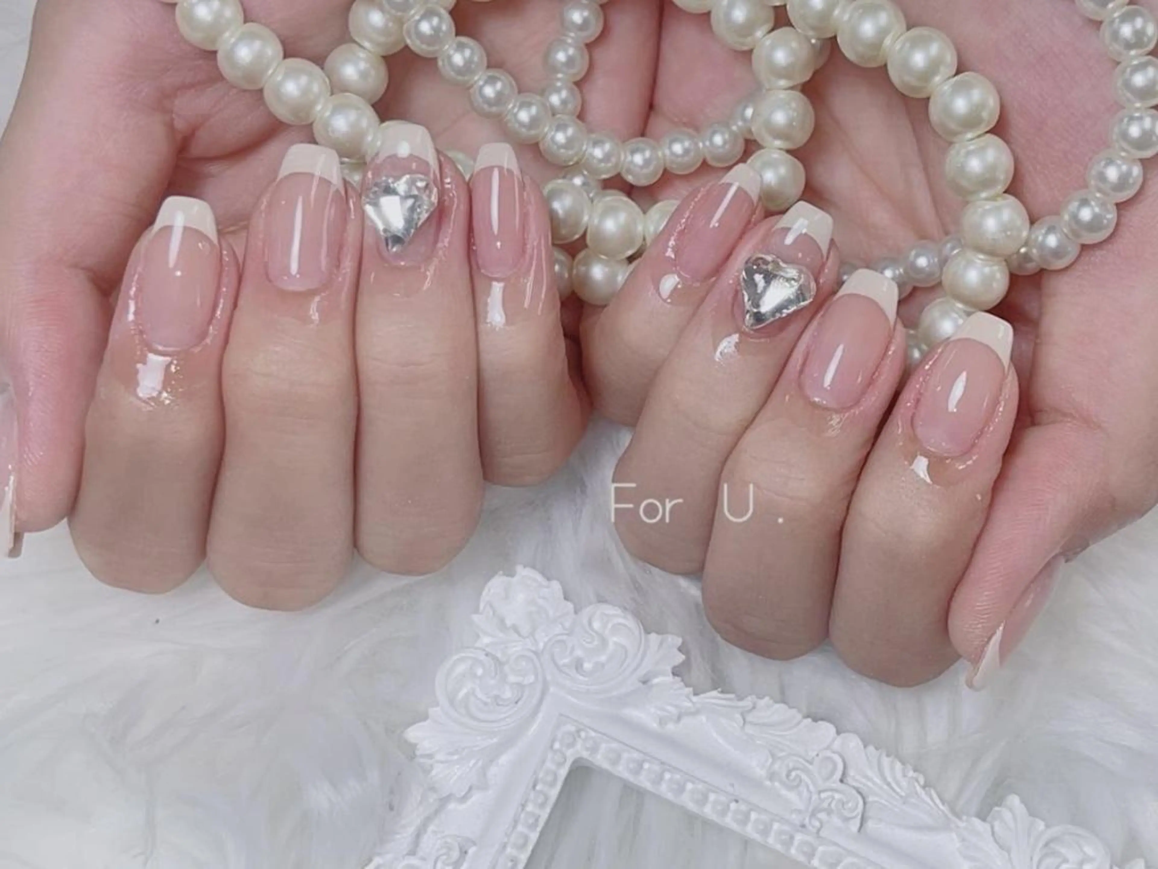 メンズ ネイル アートネイル フレンチネイル ジェルネイル キラキラネイル パラジェル Bloom kabukiのネイルデザイン