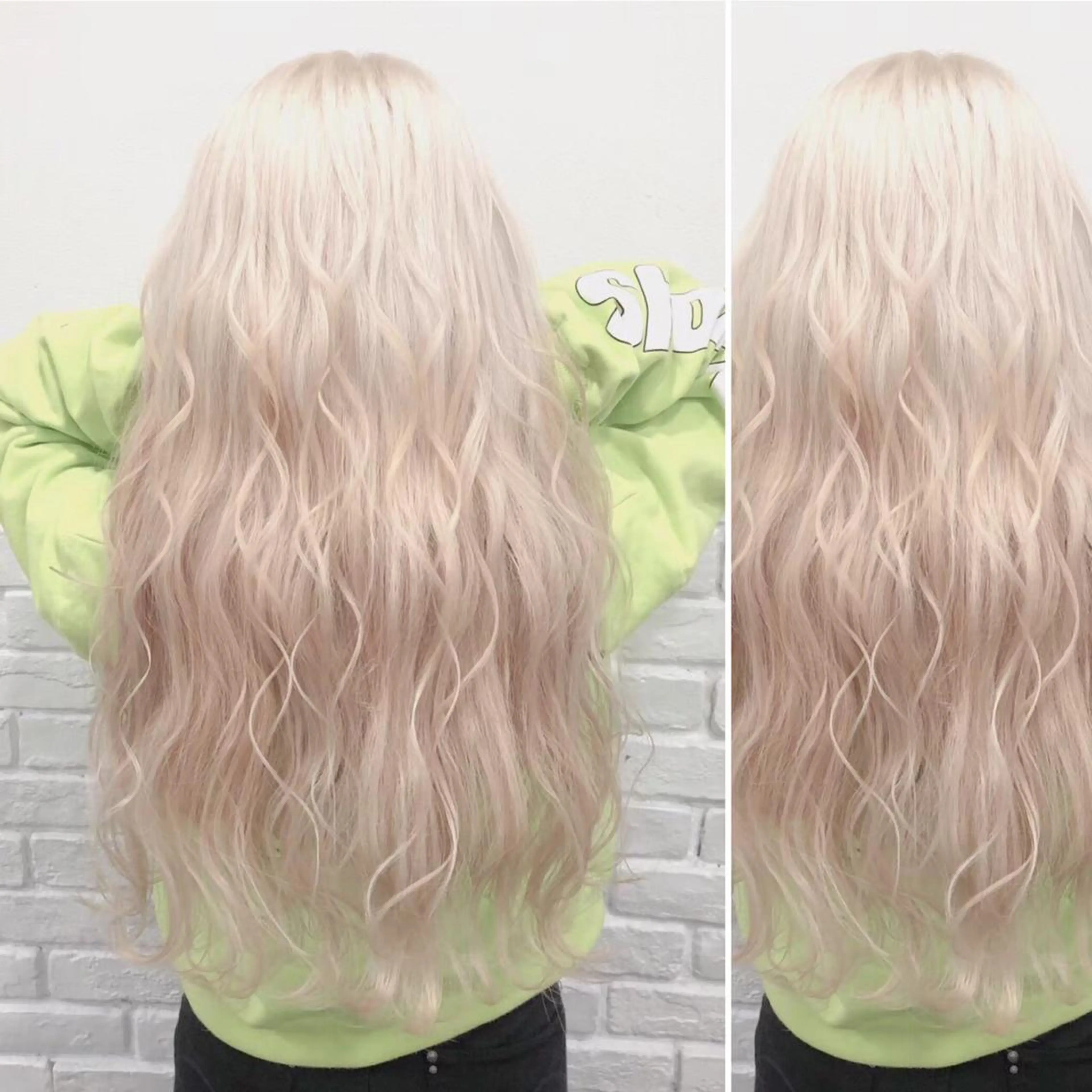 ロング カラー JuNブリーチに 縮毛矯正するプロのヘアスタイル