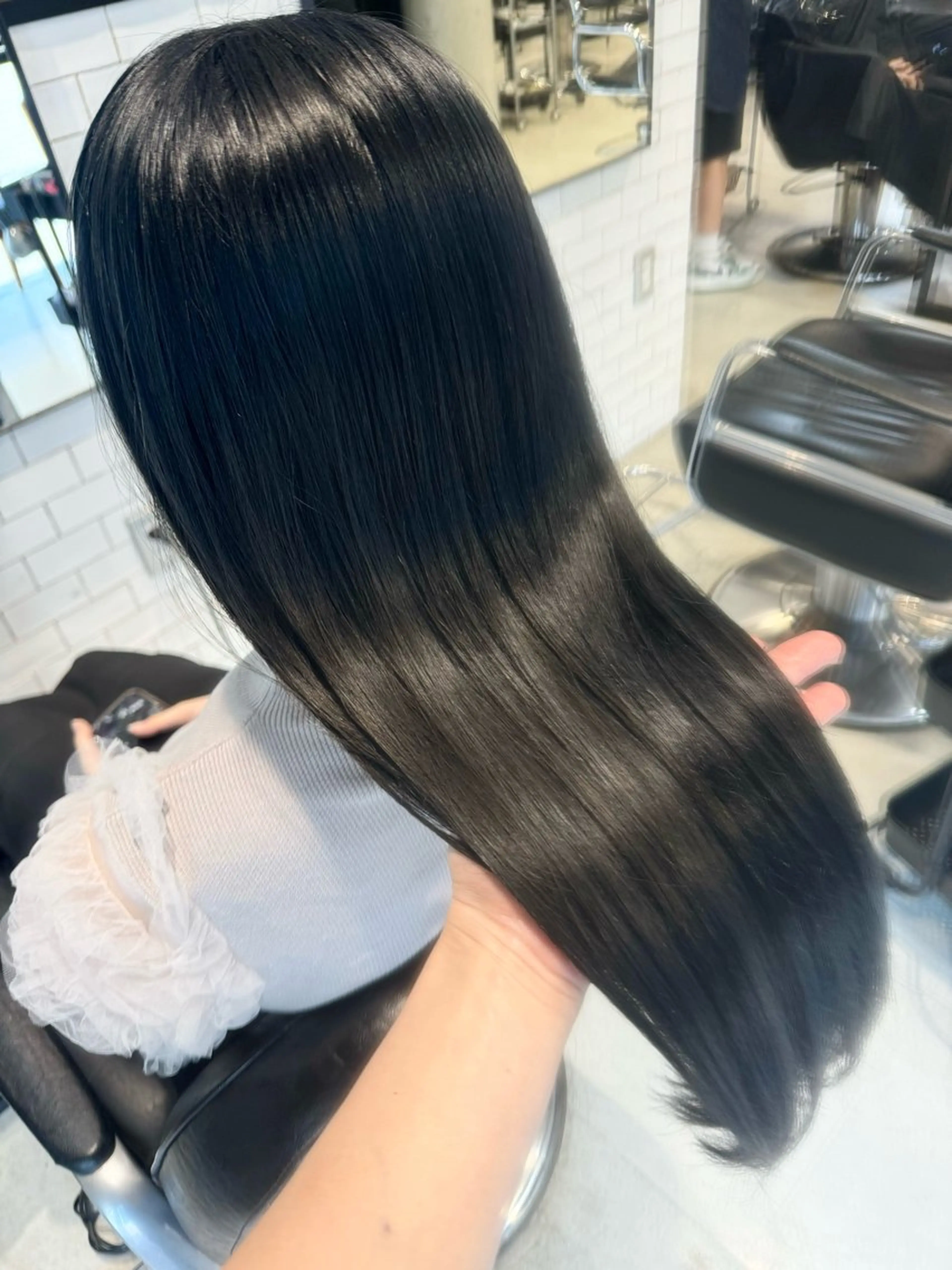 セミロング カラー パーマ ヘアアレンジ 透明感/オリーブ/ グレージュ/YUKAのヘアスタイル