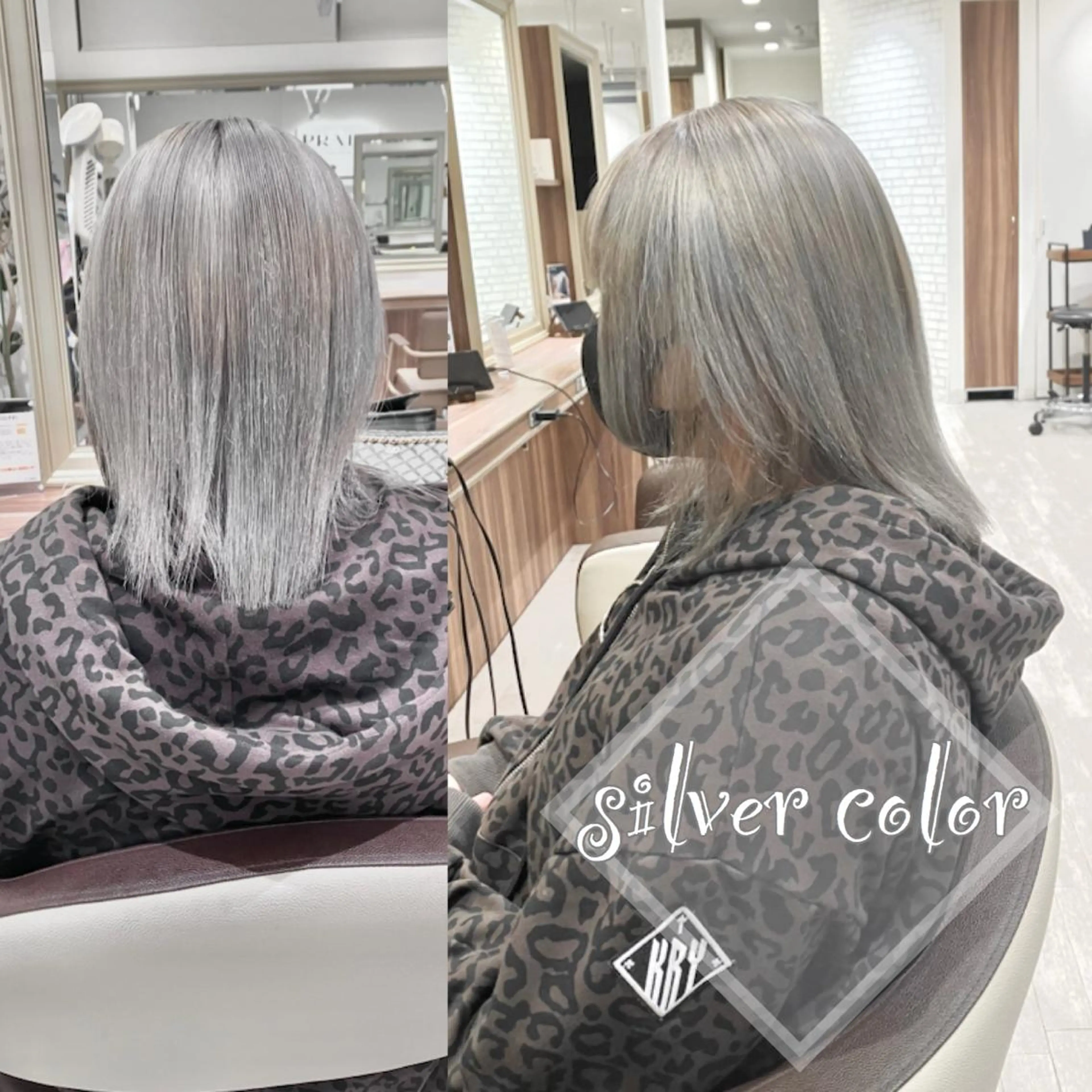 ミディアム カラー シルバー ホワイトシルバー ヘアカラー Re:st所属・Miyavi/カラー ショートボブのヘアスタイル