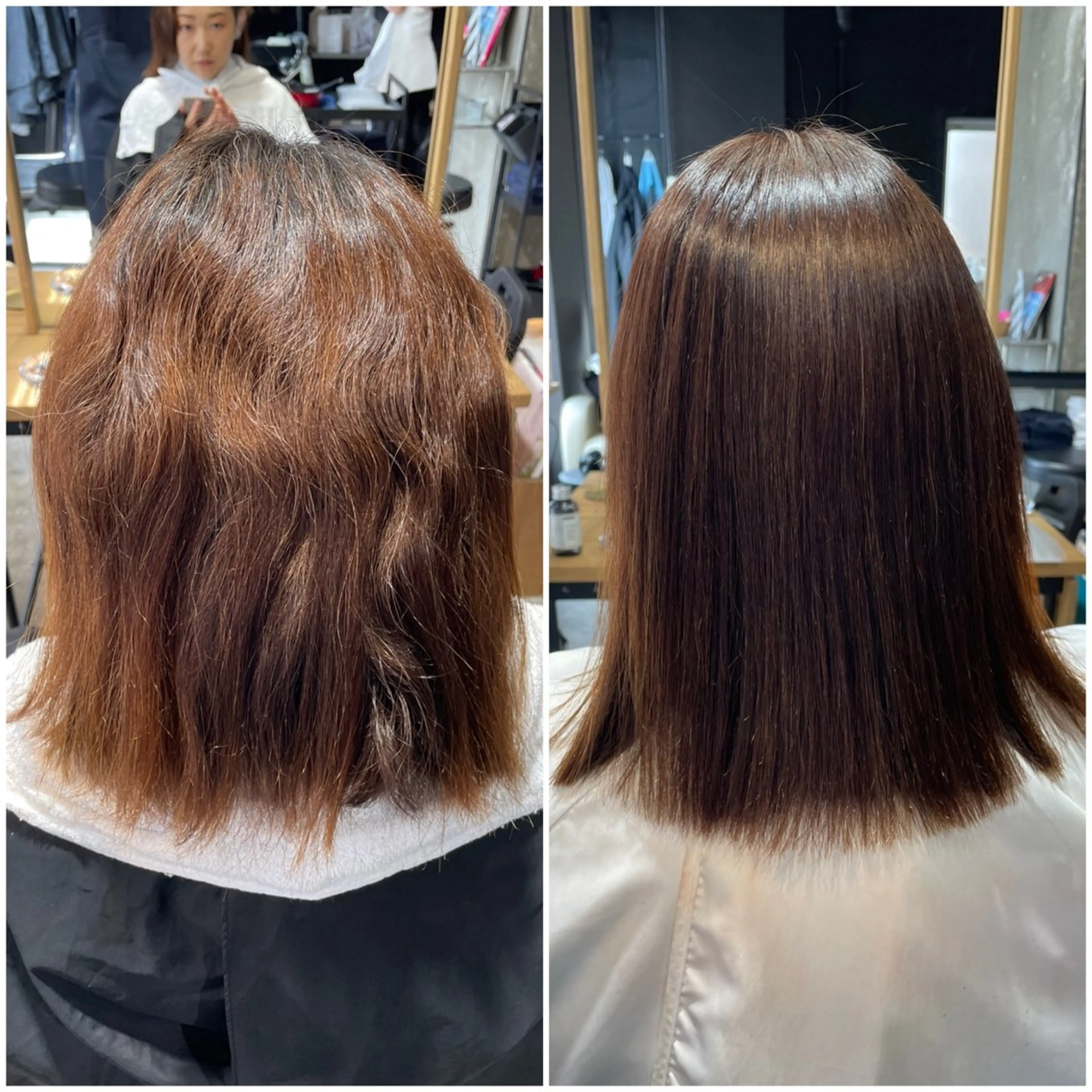 ミディアム 髪質改善 酸性ストレート 美髪カラー✨本間 貴広のヘアスタイル