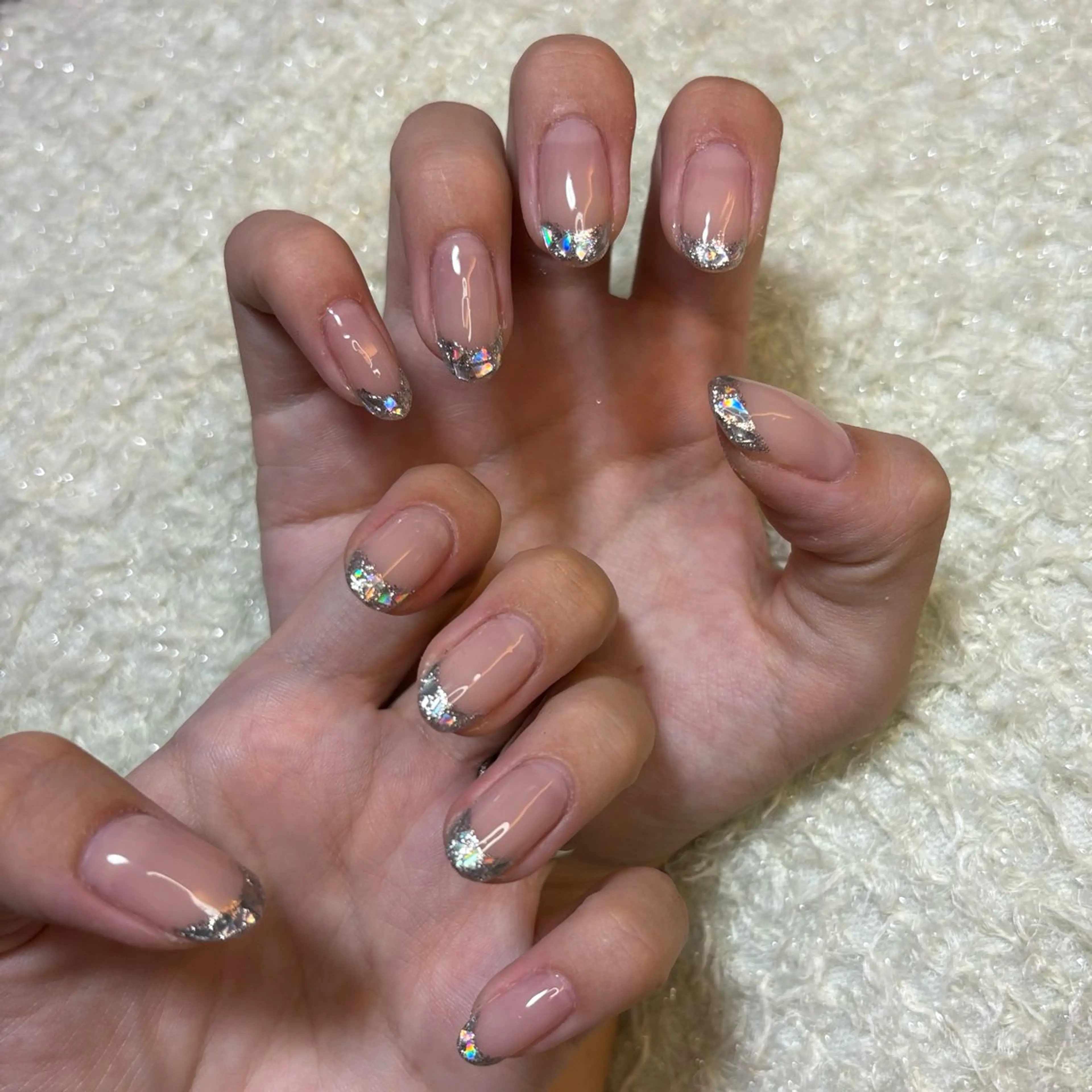 ネイル フレンチネイル ガラスフレンチ ブライダルネイル ハンドネイル moeko nailのネイルデザイン