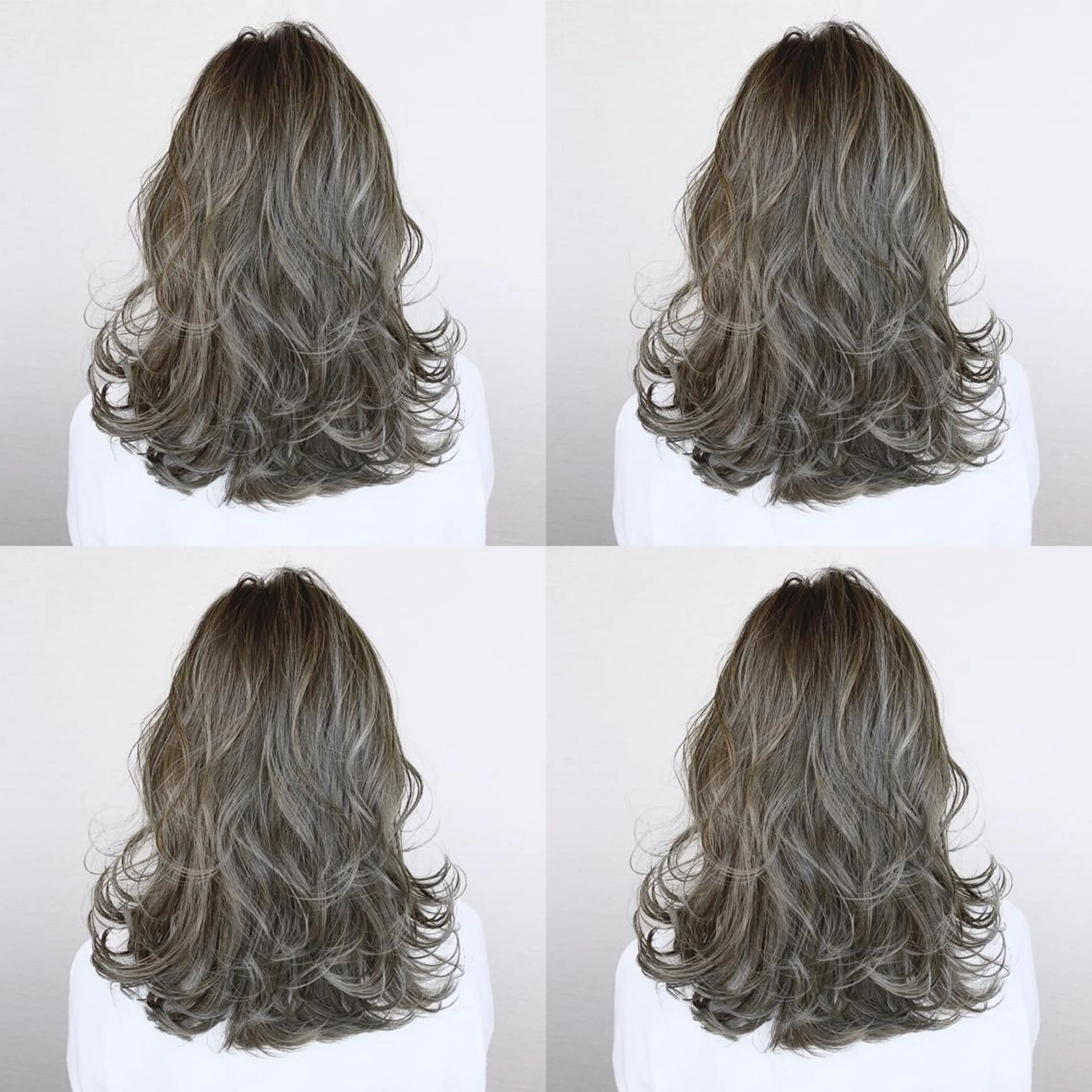 セミロング カラー 韓国レイヤーカット/ ダブルカラーのヘアスタイル