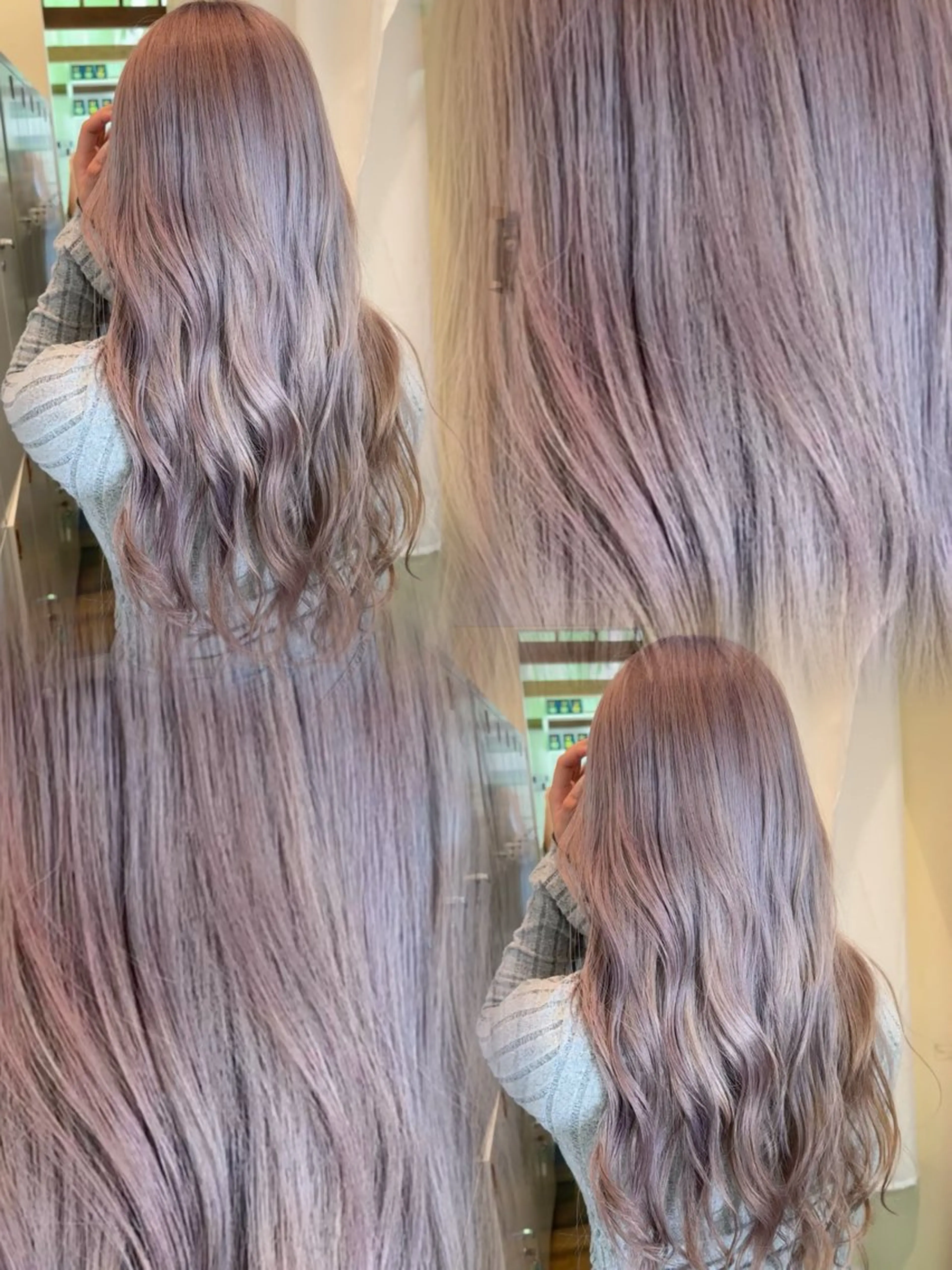 ロング アッシュ カット ヘアカラー エクステ/ハイトーン /レイヤーカットのヘアスタイル