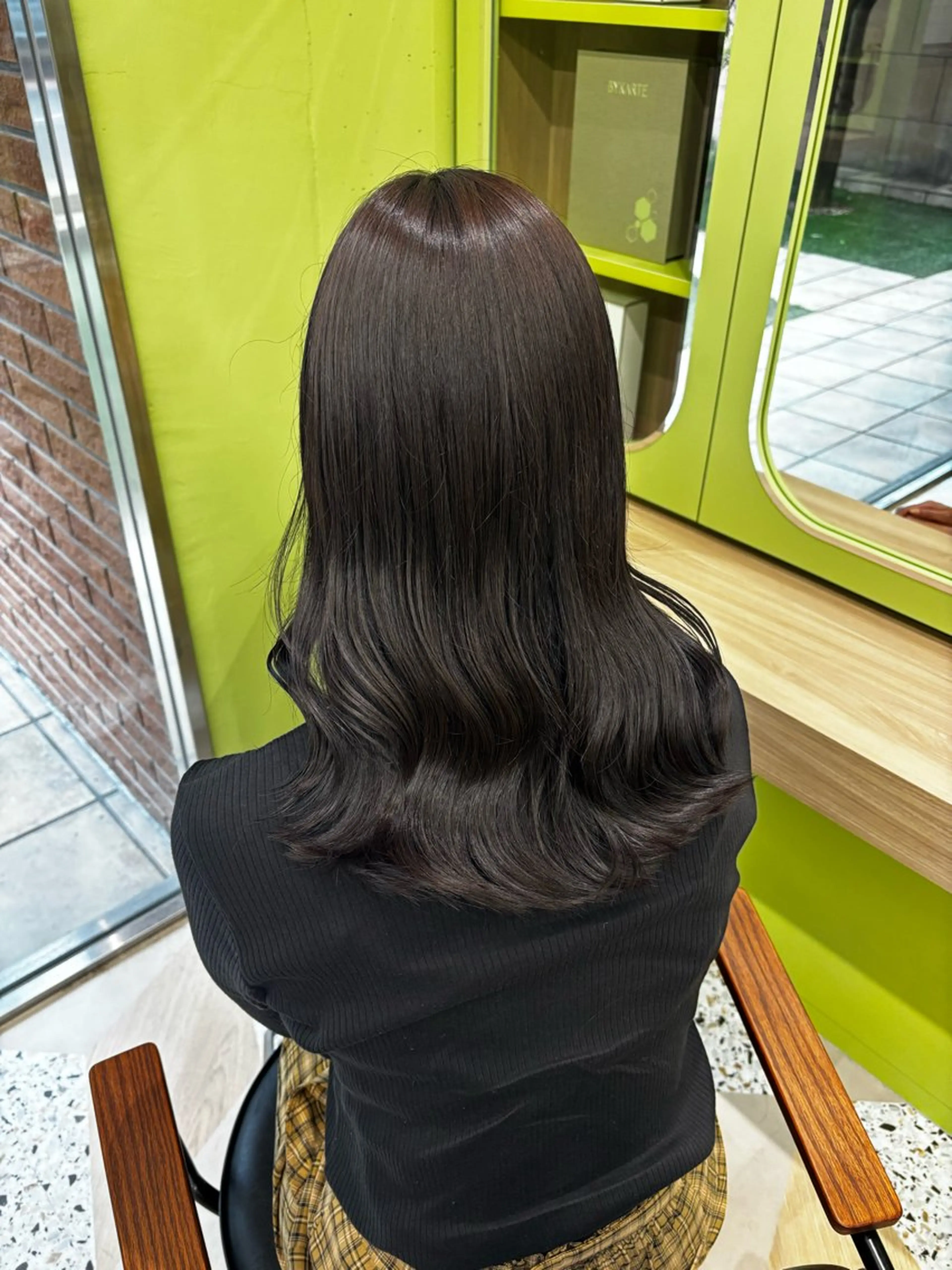 セミロング ヘアカラー トリートメント シオン/艶髪/ 暗髪カラーのヘアスタイル