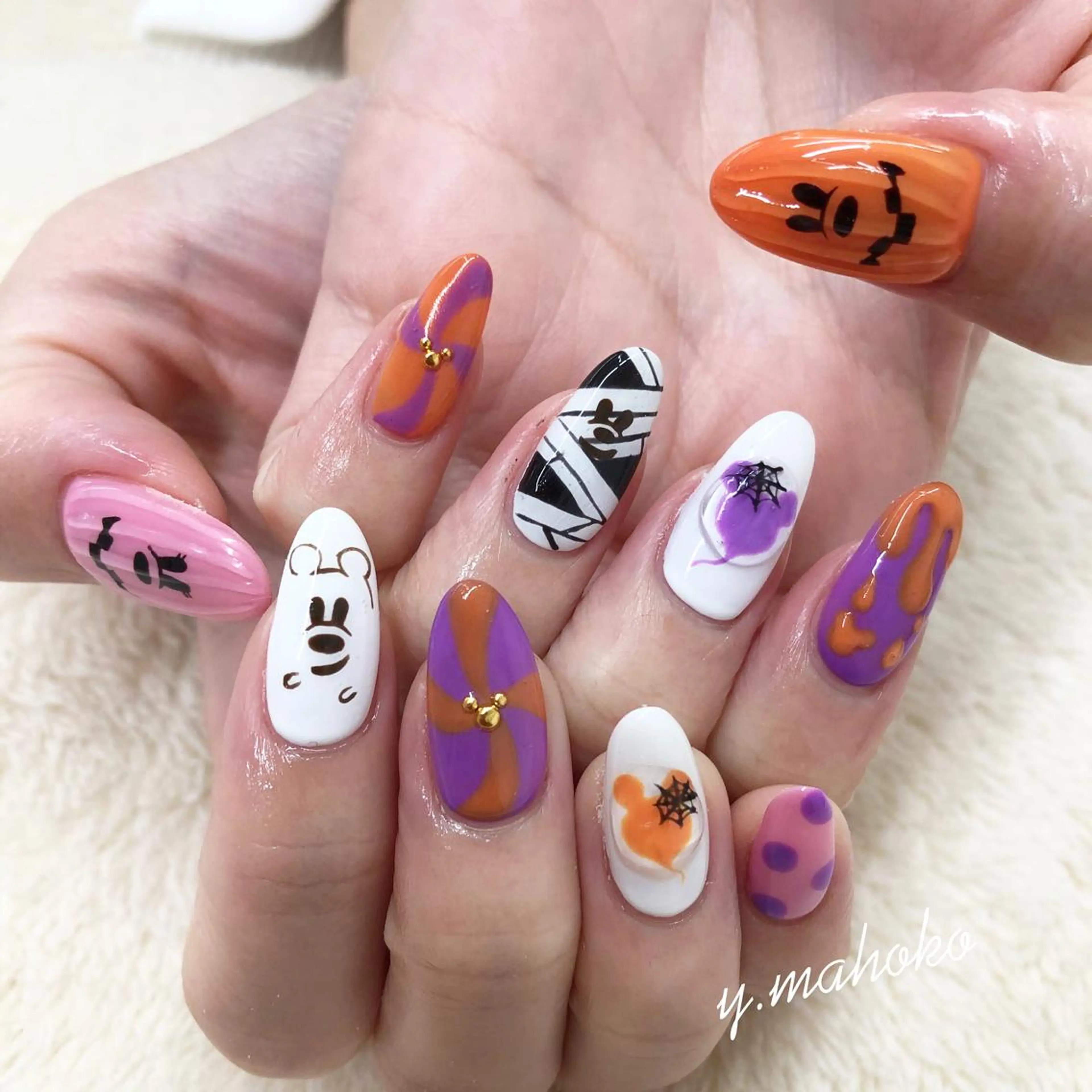 ネイル アートネイル ハロウィン ハンドネイル She nail studio 原宿所属・パラジェル有/ スカルプ/mahoのネイルデザイン