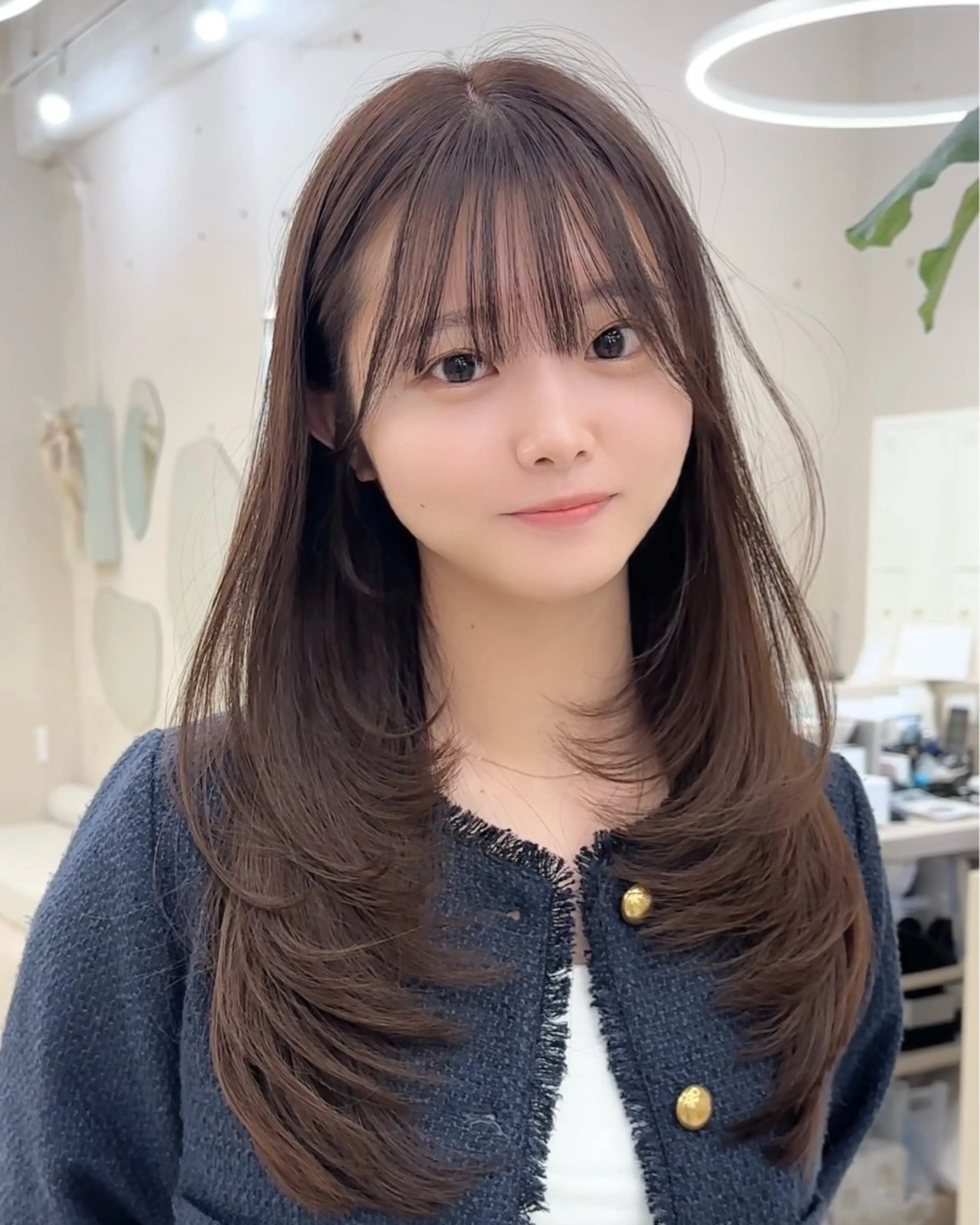 ロング カット 韓国レイヤー/天神 ダブルカラー/真白のヘアスタイル