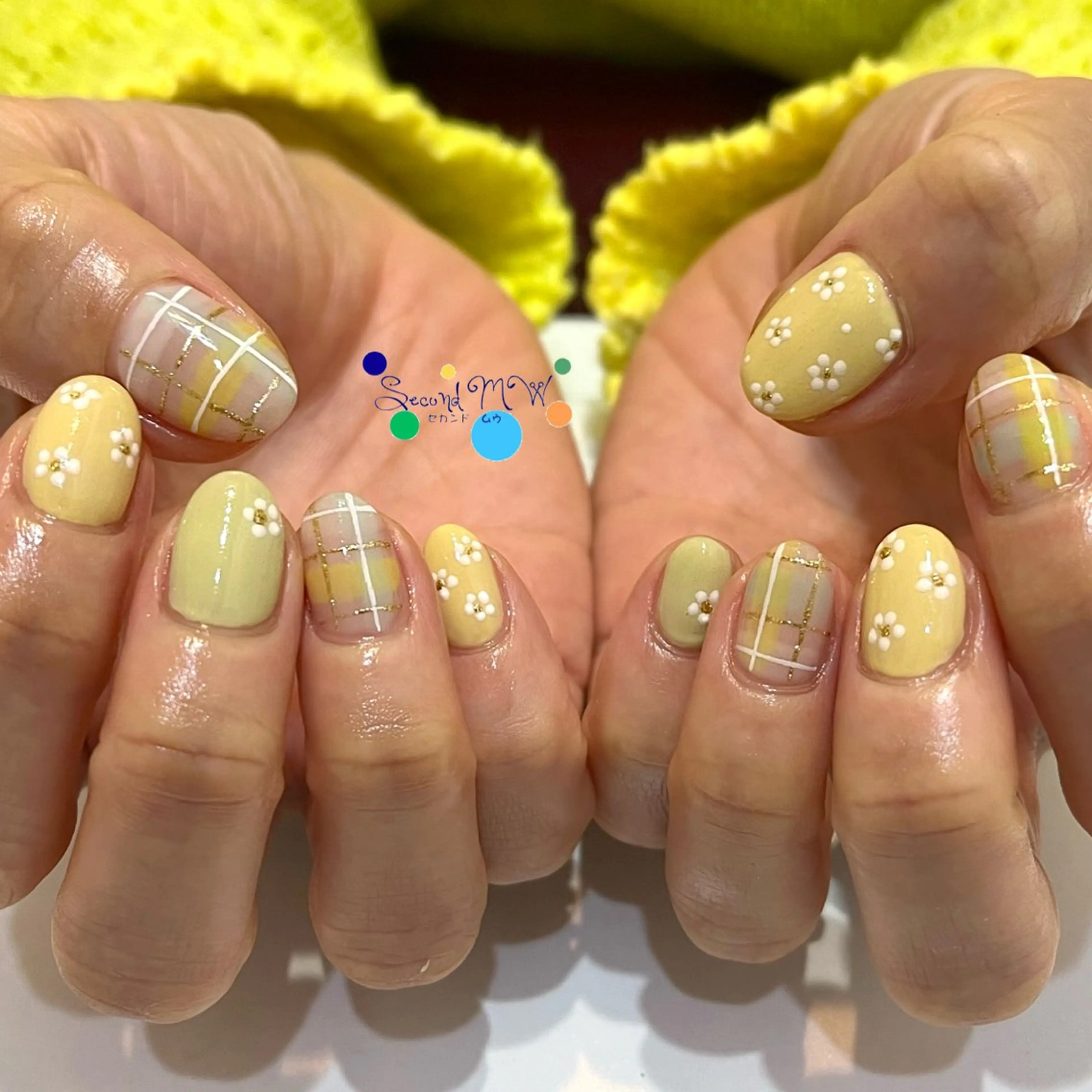 ネイル 春ネイル 黄色 ハンドネイル Second   MW所属・SecondMW _nail 　川連のネイルデザイン