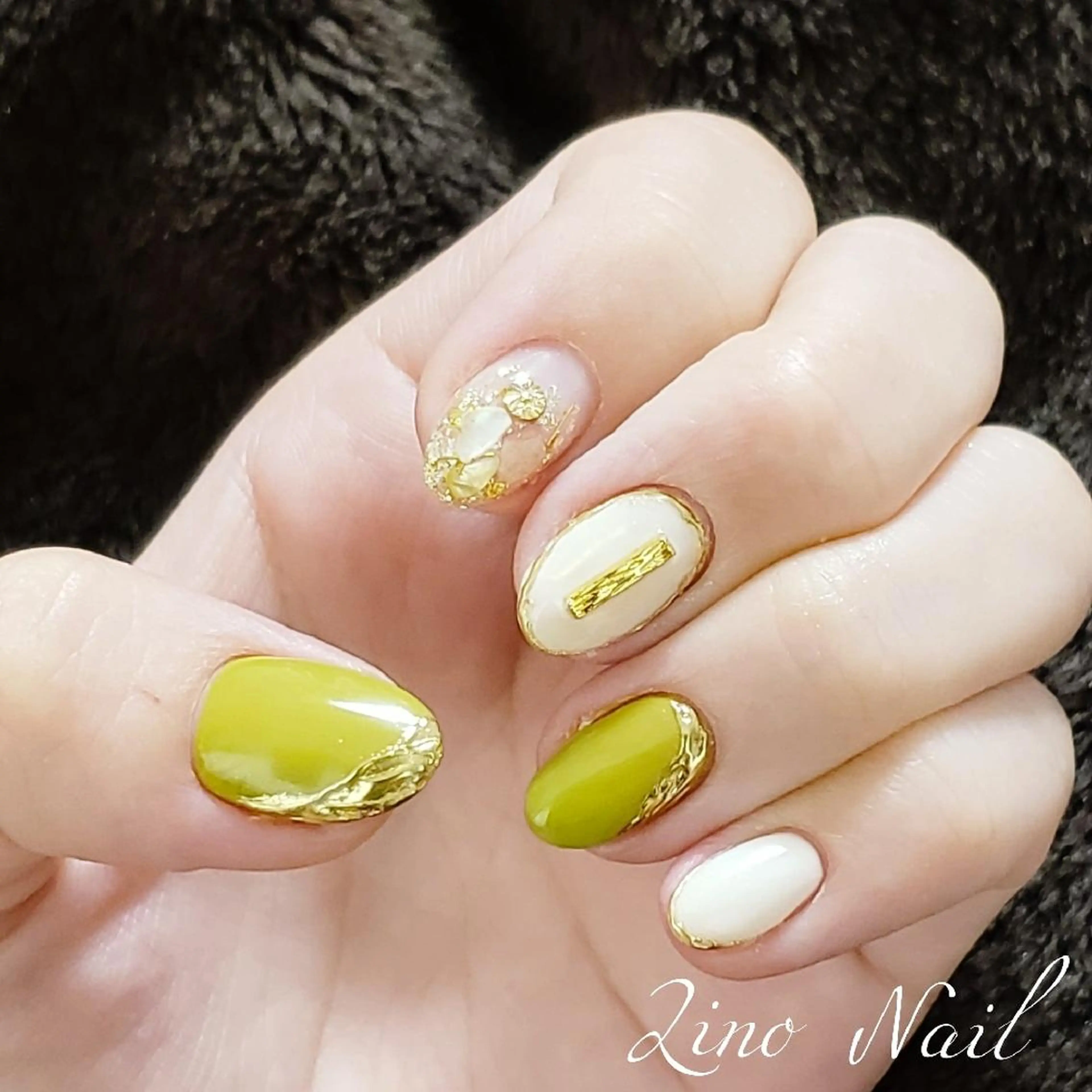 ネイル ジェルネイル ミラーネイル ニュアンスネイル パラジェル 夏ネイル Lino Nailのネイルデザイン