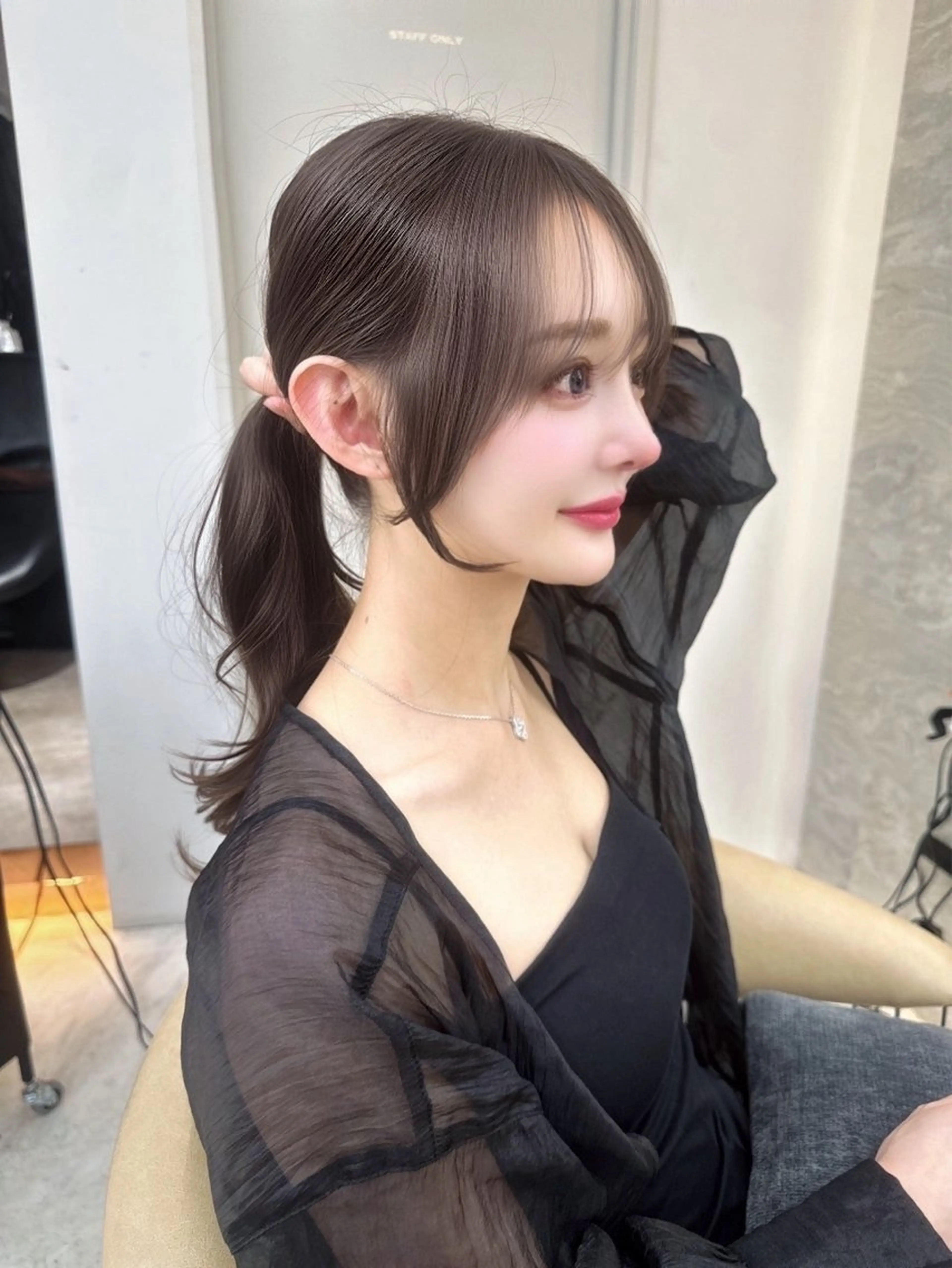ミディアム カット 縮毛矯正 トリートメント レイヤー/韓国❣️ 髪質改善/e_kiのヘアスタイル