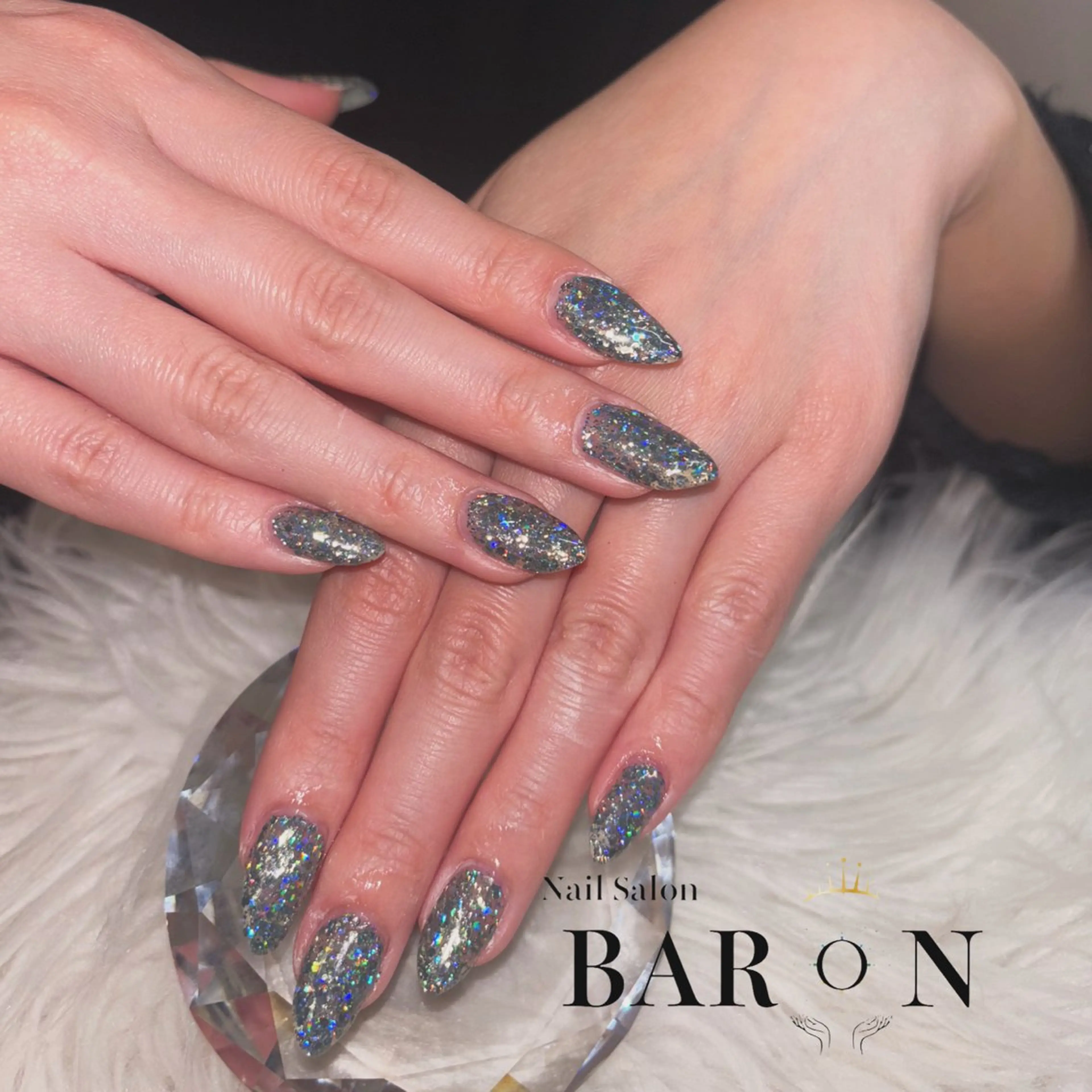 ネイル ブルー キラキラネイル ラメ(グリッター) BARON tomonaのネイルデザイン