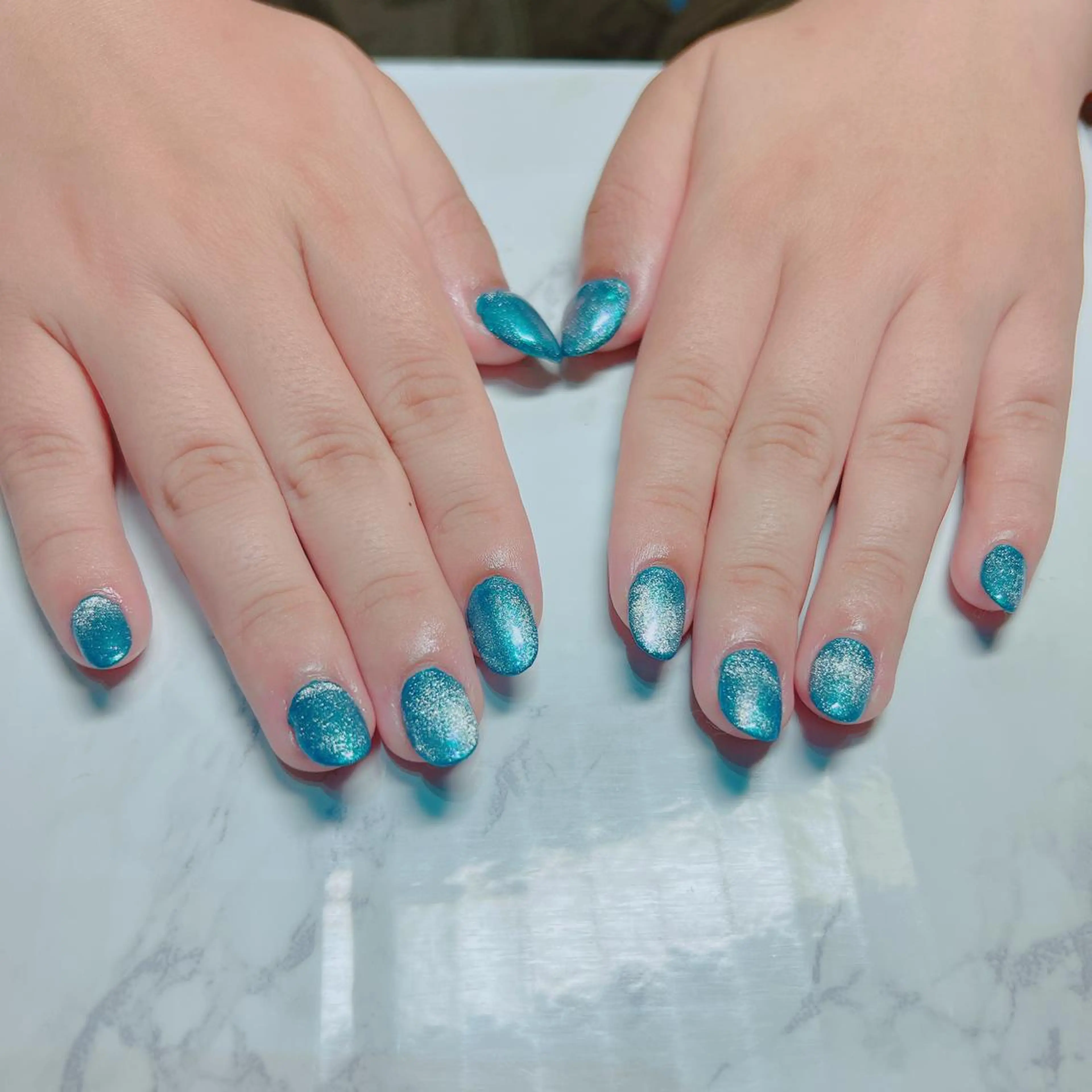 ネイル ブルー マグネットネイル ワンカラーネイル ネイルチップ ハンドネイル たきぐち みちこのネイルデザイン