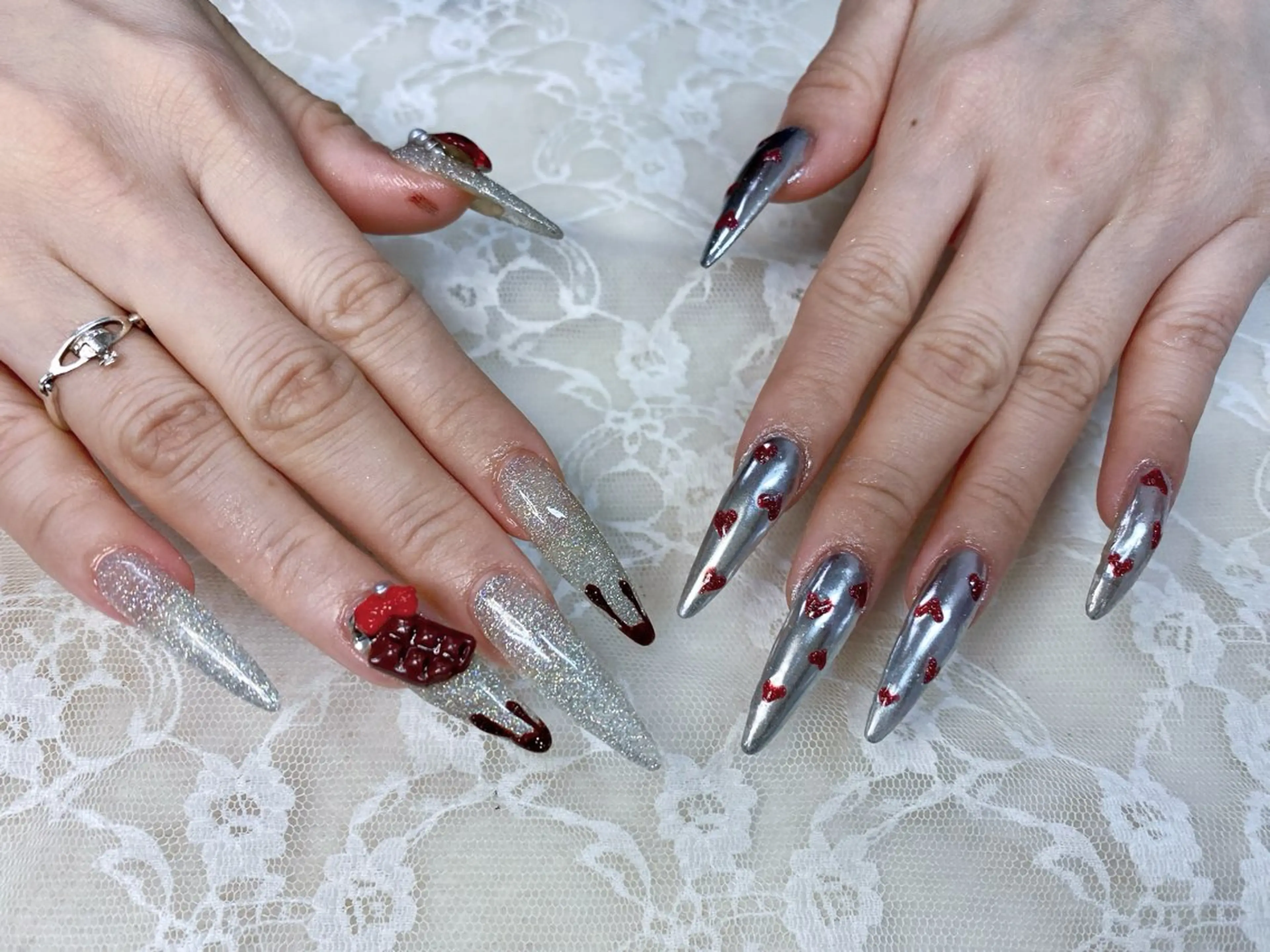 ネイル ロングネイル スーパーロングネイル バレンタイン ハンドネイル ハンドケア 心斎橋Salon Epokkuのネイルデザイン