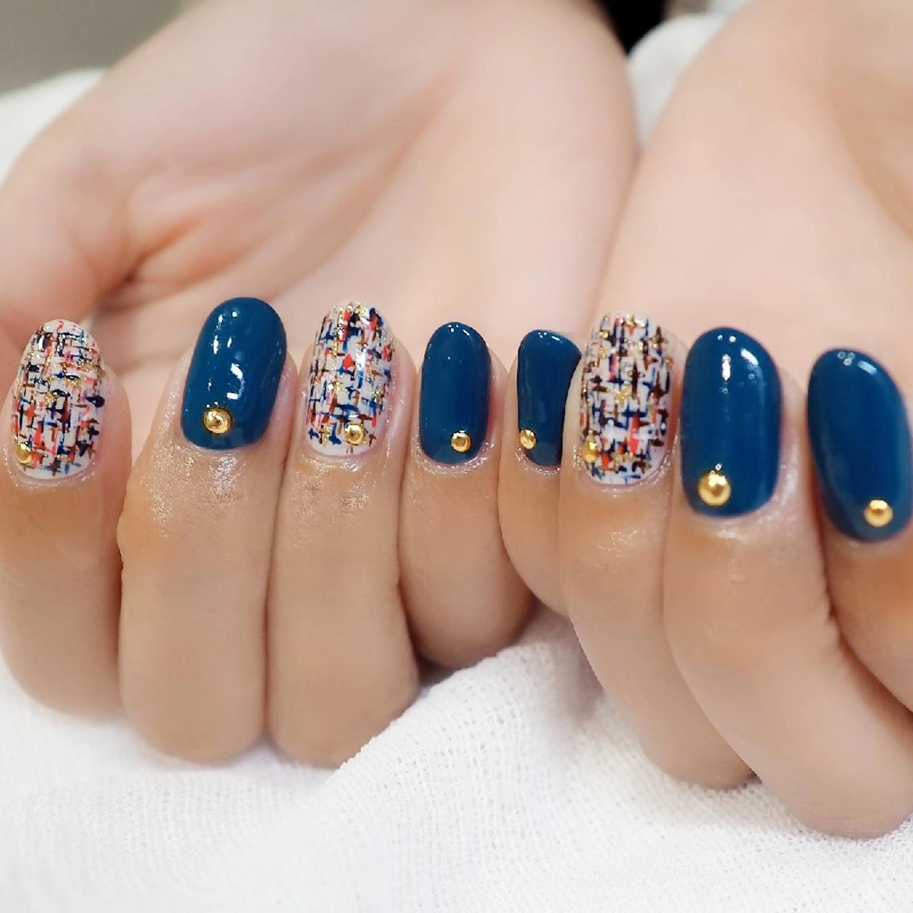 ネイル ツイードネイル 冬ネイル ハンドネイル infinity skyのネイルデザイン