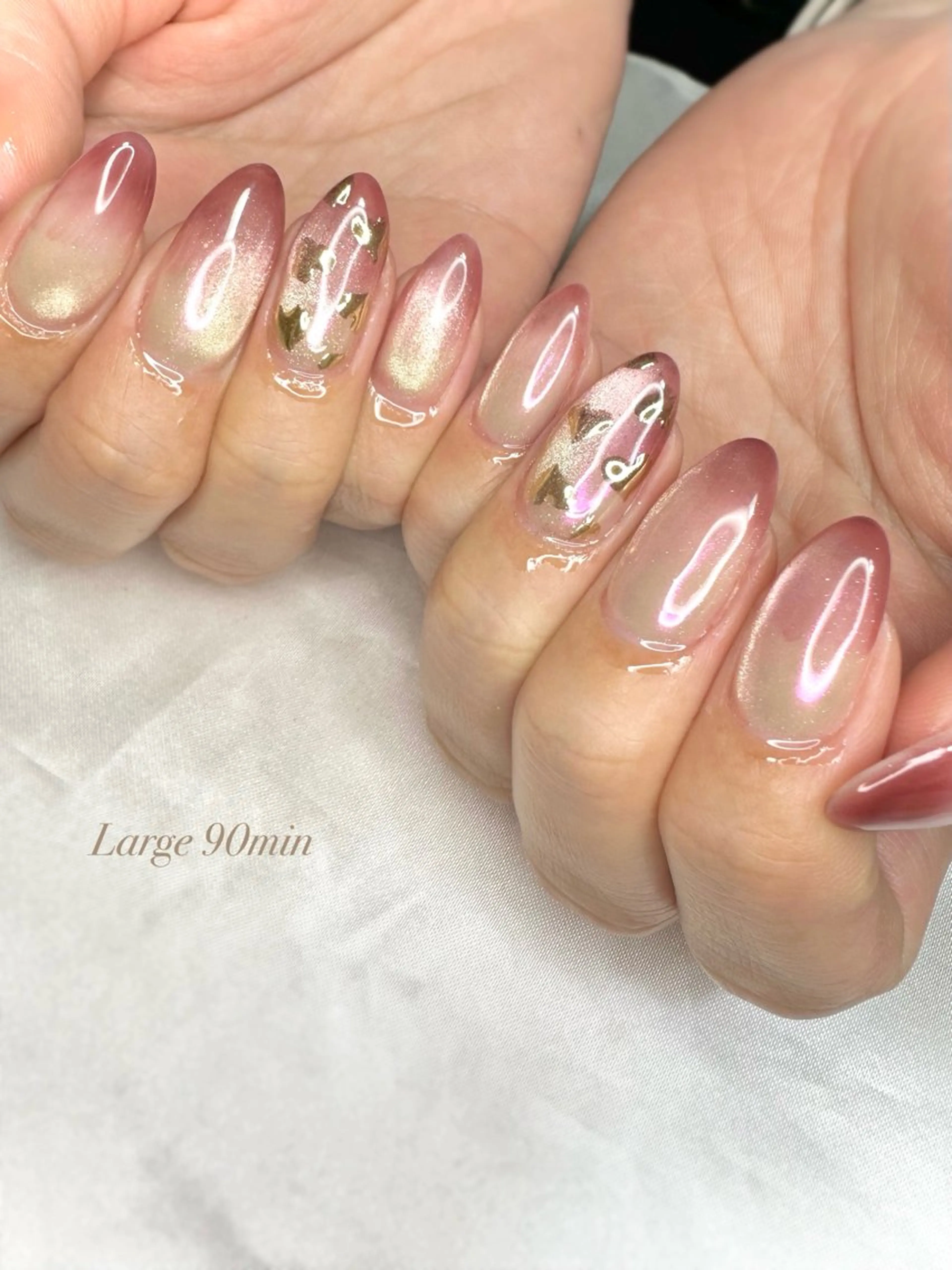 ネイル ジェルネイル グラデーション ハート マグネットネイル ミラーネイル ハンドネイル Large 桑原のネイルデザイン