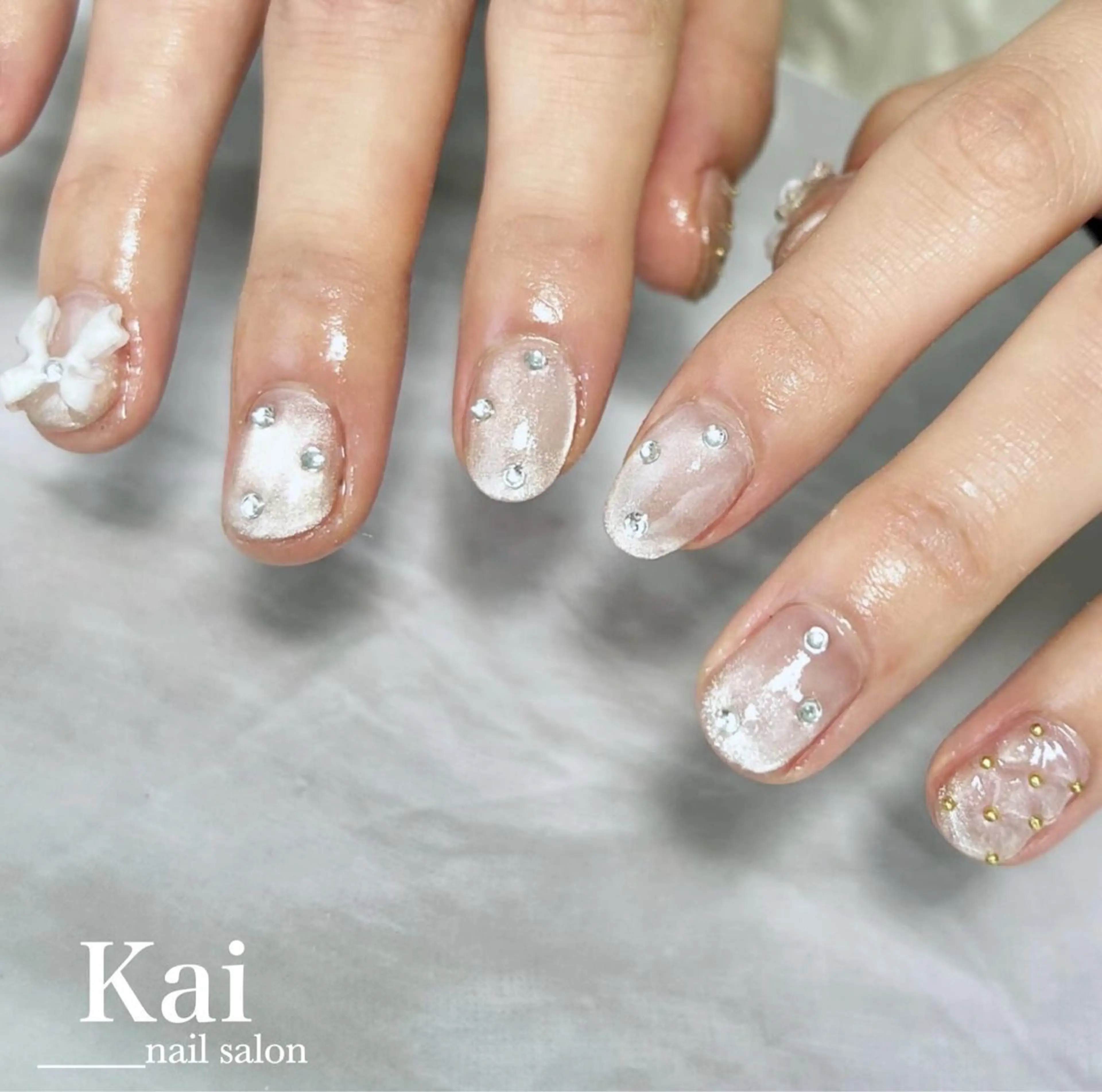 ネイル ガーリー グラデーション 韓国ネイル マグネットネイル 持ち込み ハンドネイル Kai  nail Mayukoのネイルデザイン