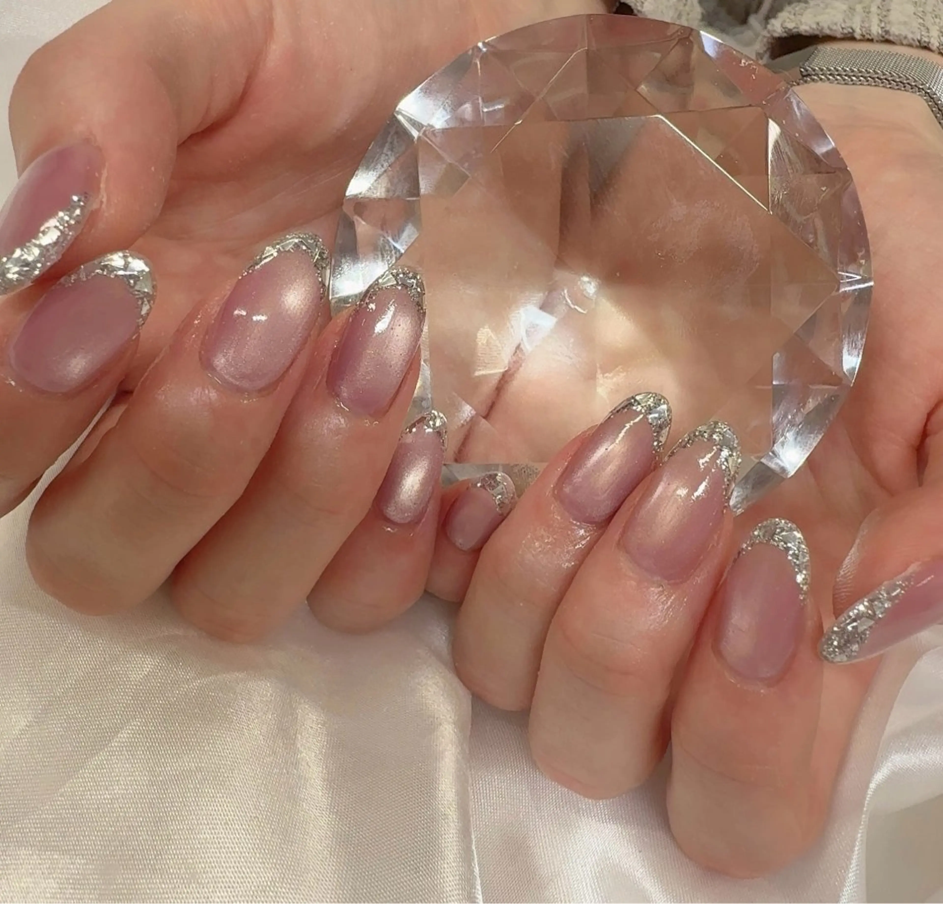 [オフ込み+ケーア付き] 💅 ガラスフレンチネイルの写真