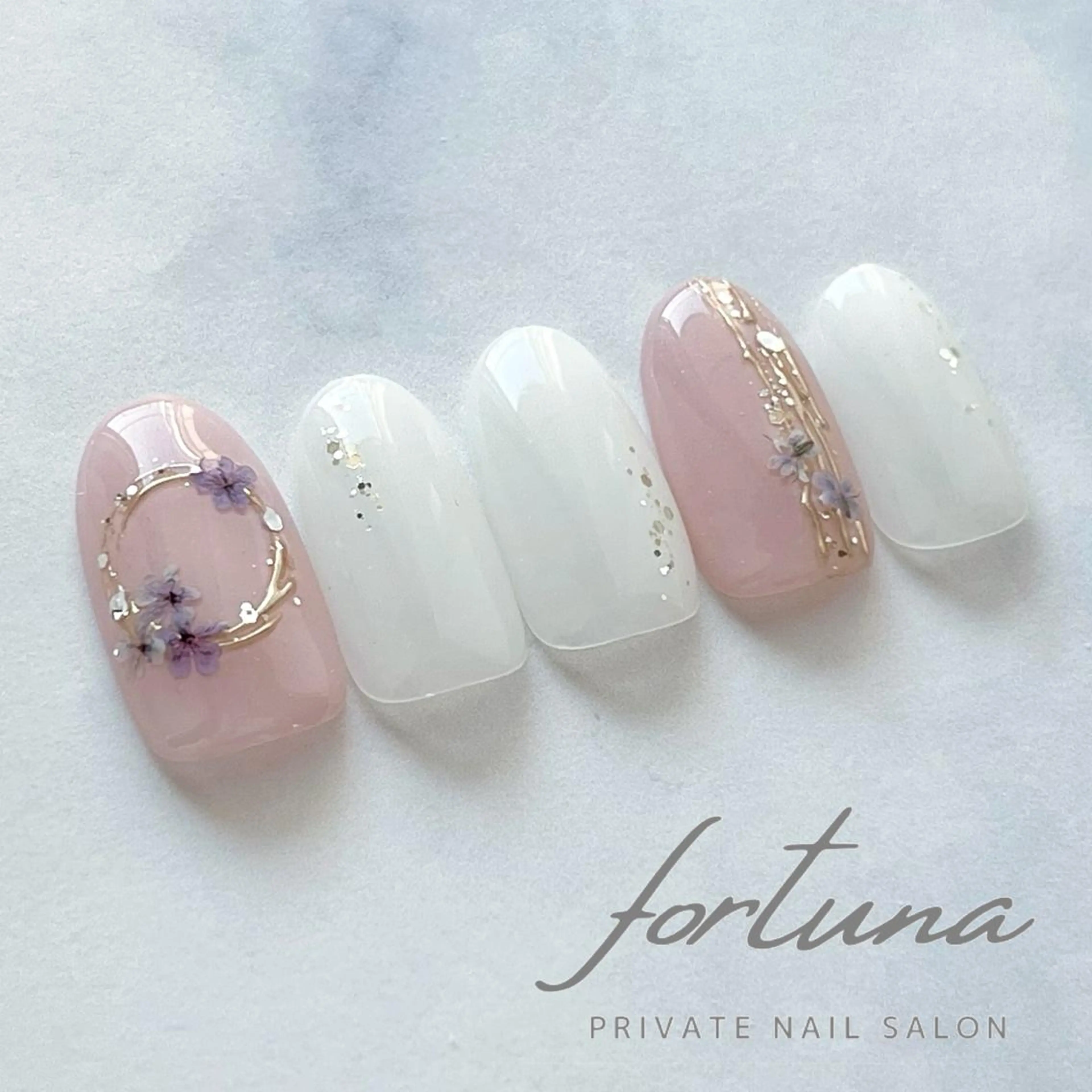 ネイル アートネイル フラワーネイル ジェルネイル ミラーネイル パラジェル ハンドネイル fortuna 武藤裕美のネイルデザイン