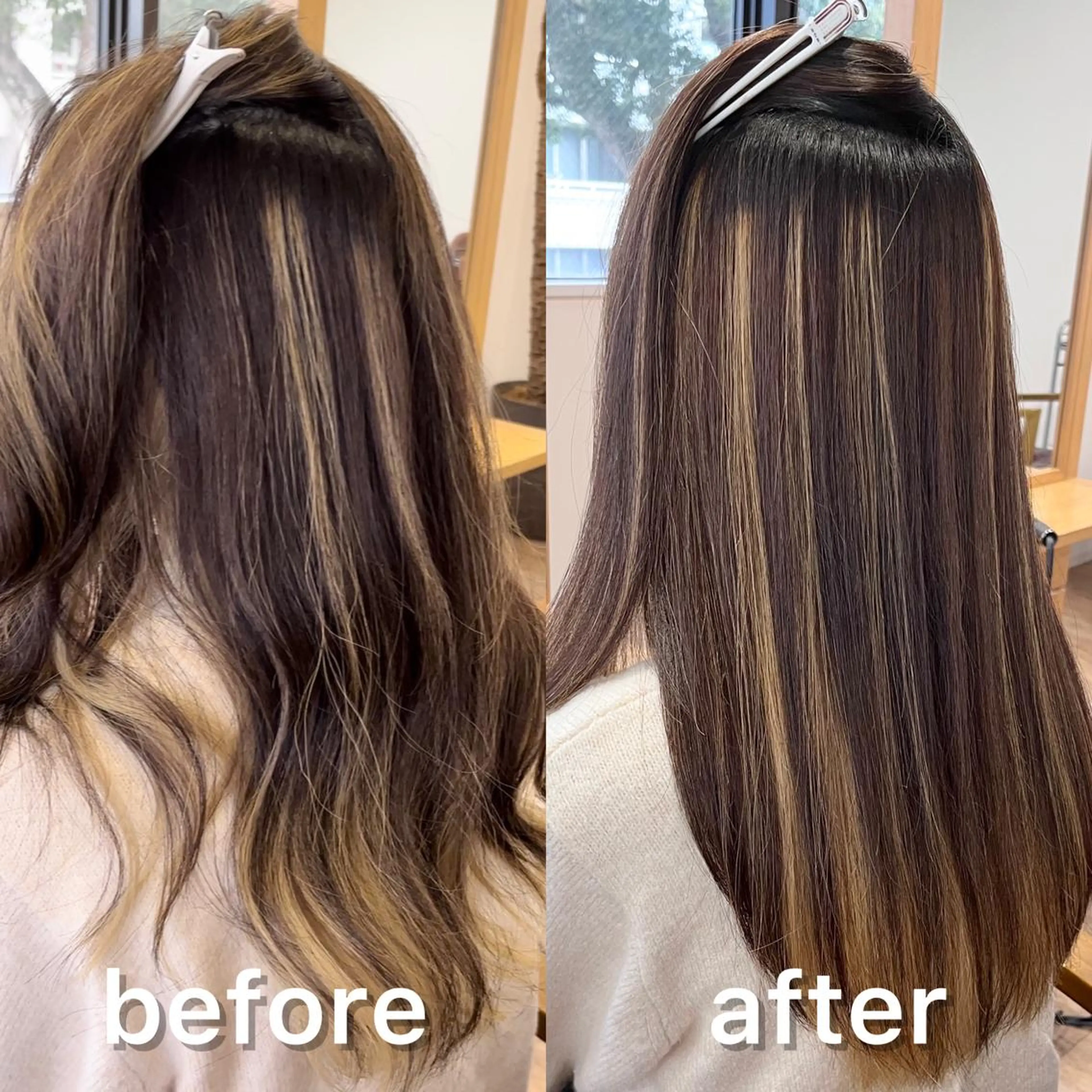 セミロング パーマ ハイライト 髪質改善 縮毛矯正 縮毛矯正 トリートメント KIZU 髪質改善 オカルト怪談のヘアスタイル