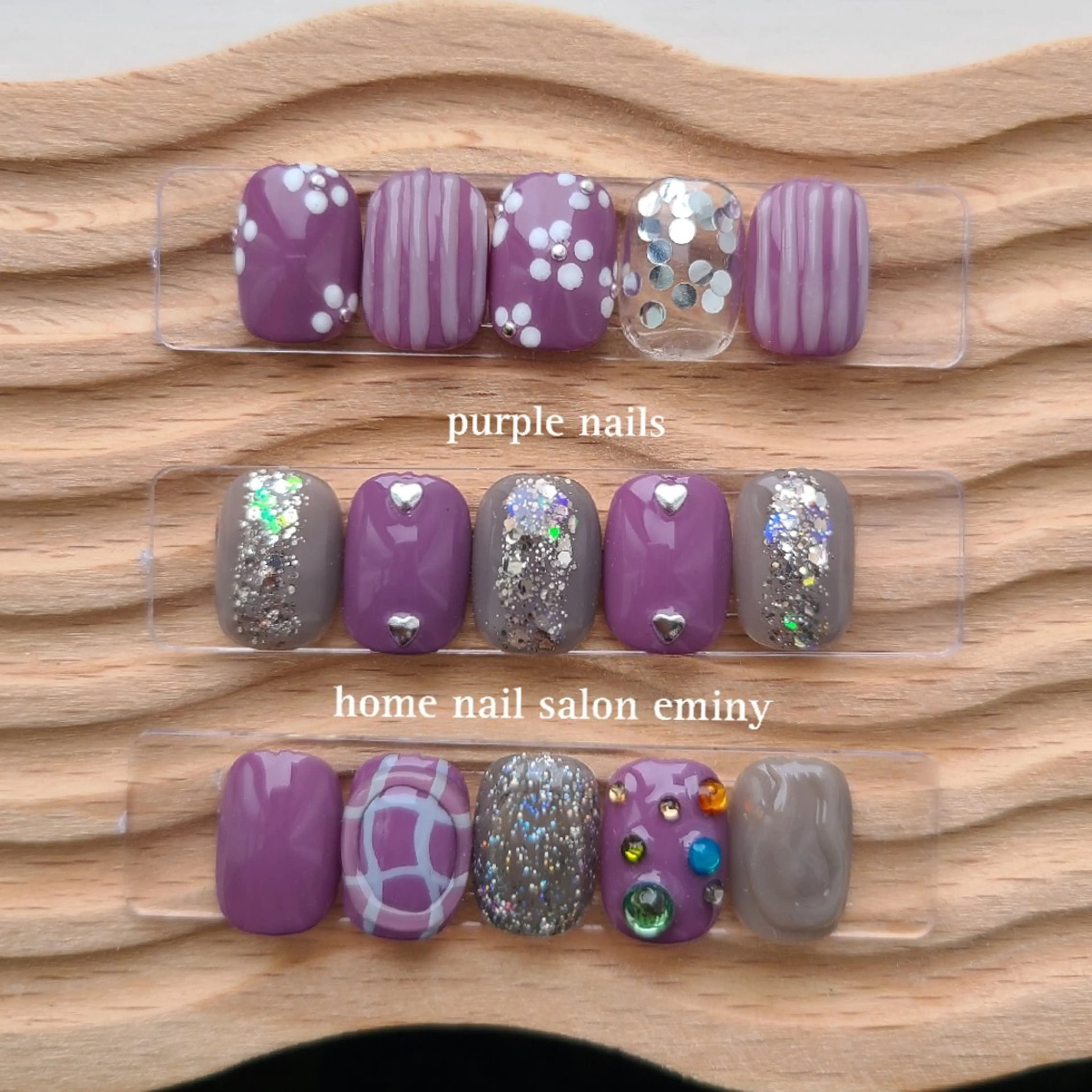 ネイル 韓国ネイル ぷっくりネイル パープル ハンドネイル nail salon  eminyのネイルデザイン