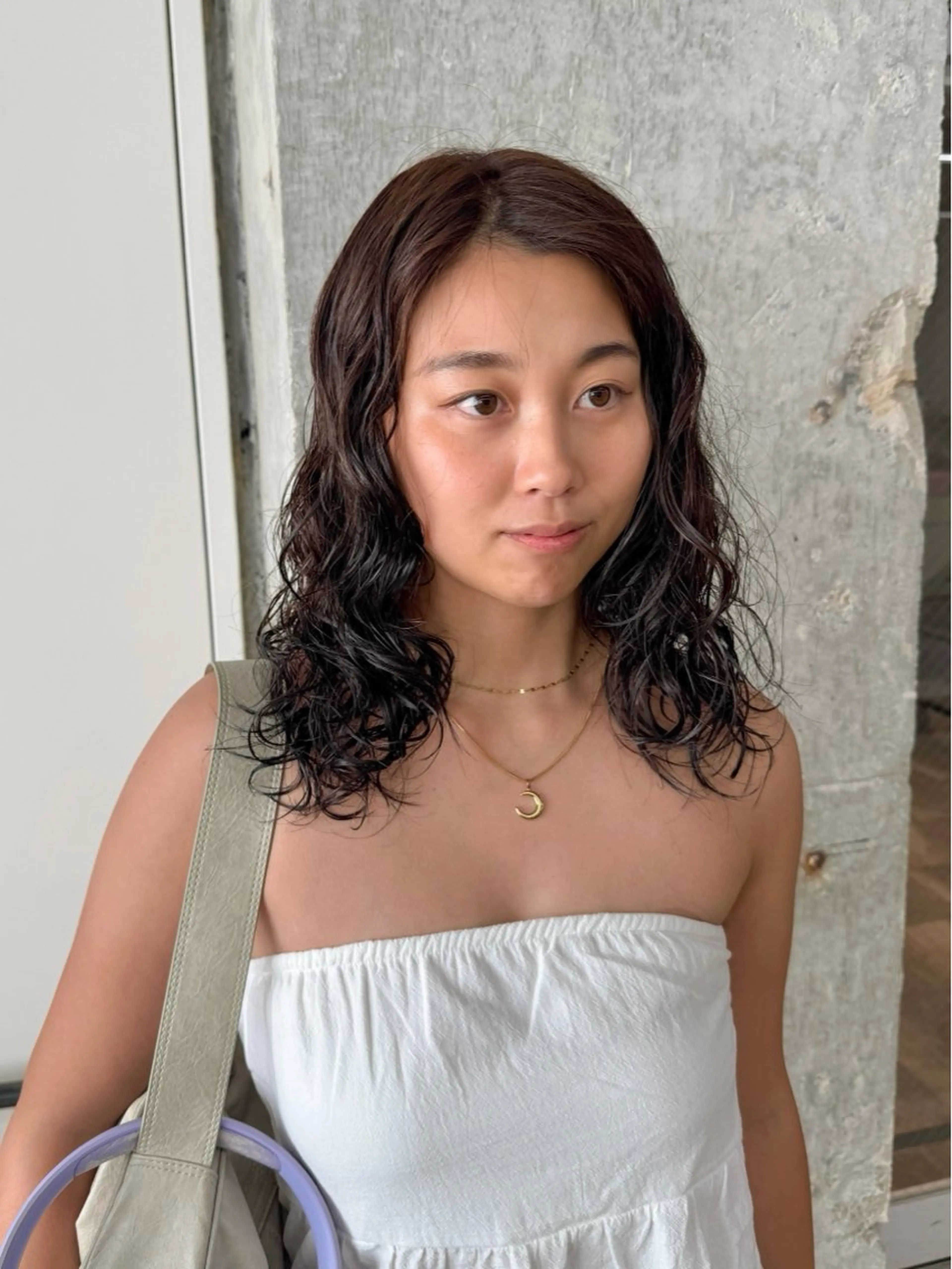 セミロング カラー パーマ セミロングパーマ カット ヘアカラー パーマ トリートメント 森田遥奈/透明感カラ ー/似合わせカットのヘアスタイル